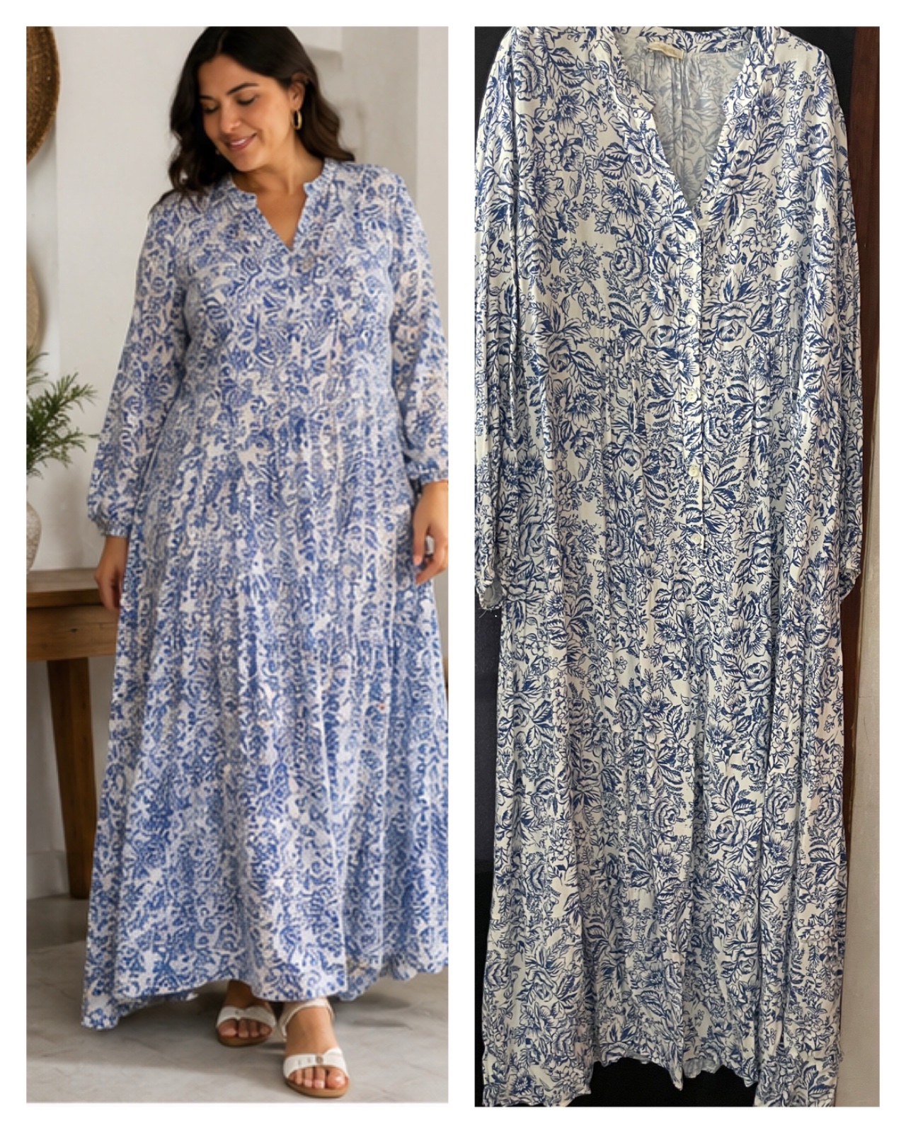 Robe maxi longue bleu et blanc 