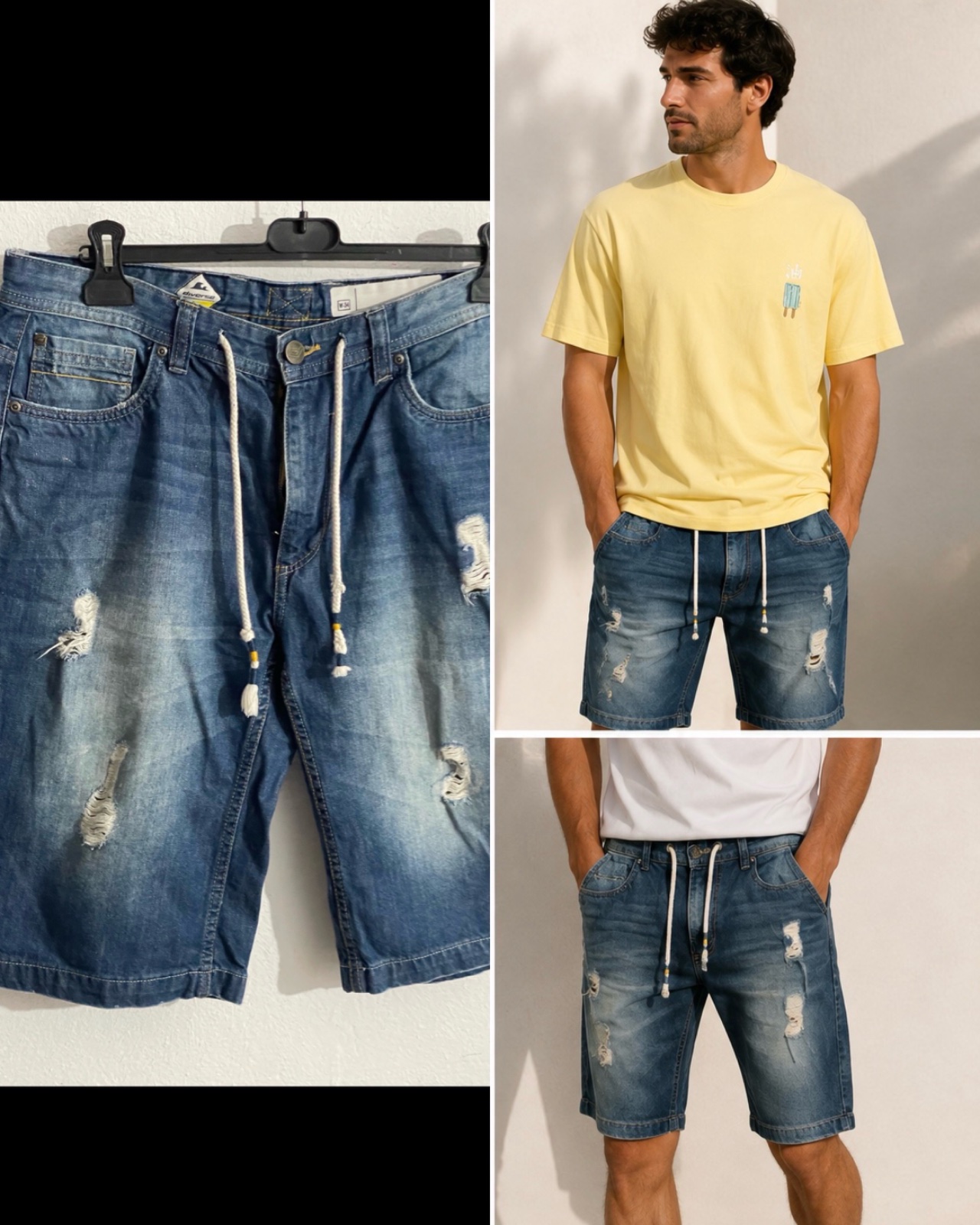 Short en jean pour homme (bermuda denim) de la marque Diverse