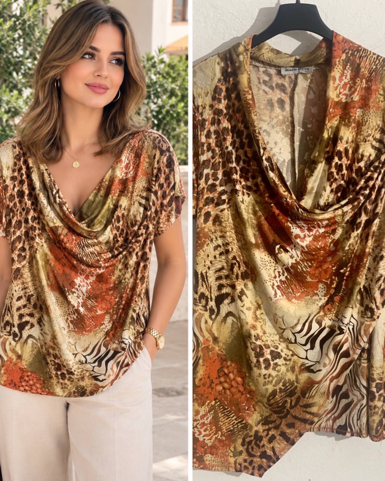 🐆 Chemise marron motifs animaux 