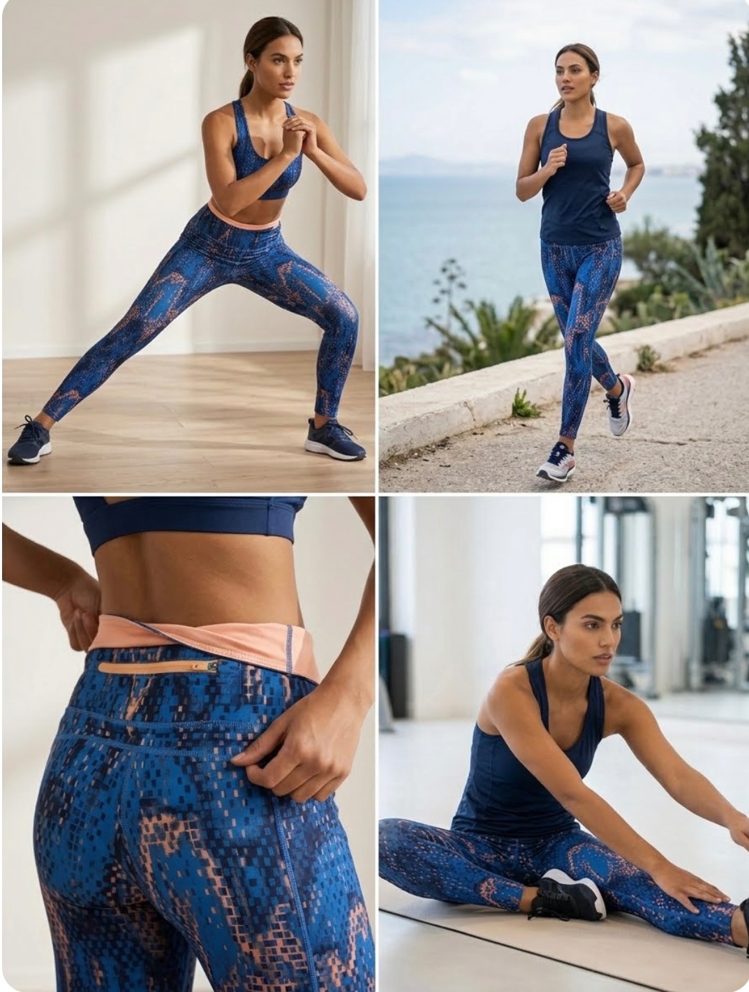 Legging de sport Active Limited by Tchibo – Bleu & Pêche – Taille M (Excellent état)