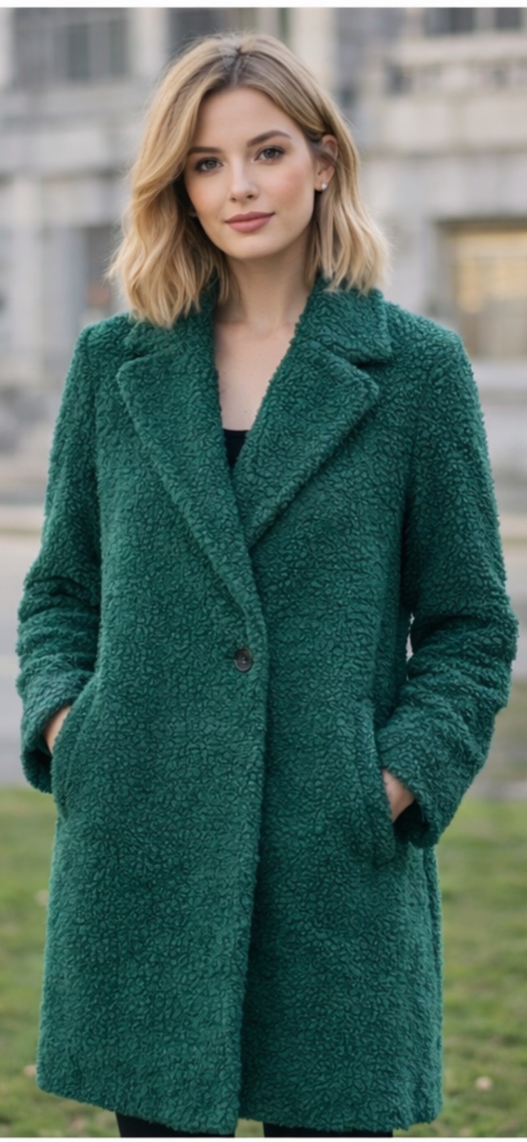 Manteau Teddy couleur vert – taille 44 Très bon état, très peu porté.