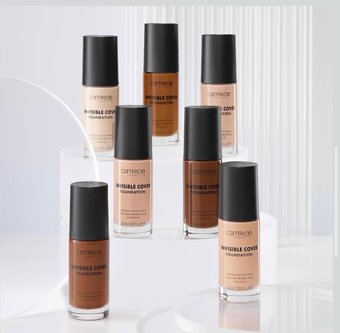 Catrice Cosmetics Invisible Cover Foundation fond de teint, humidifiant - hydratant, longue durée, matifiant, naturel, mat (30ml)