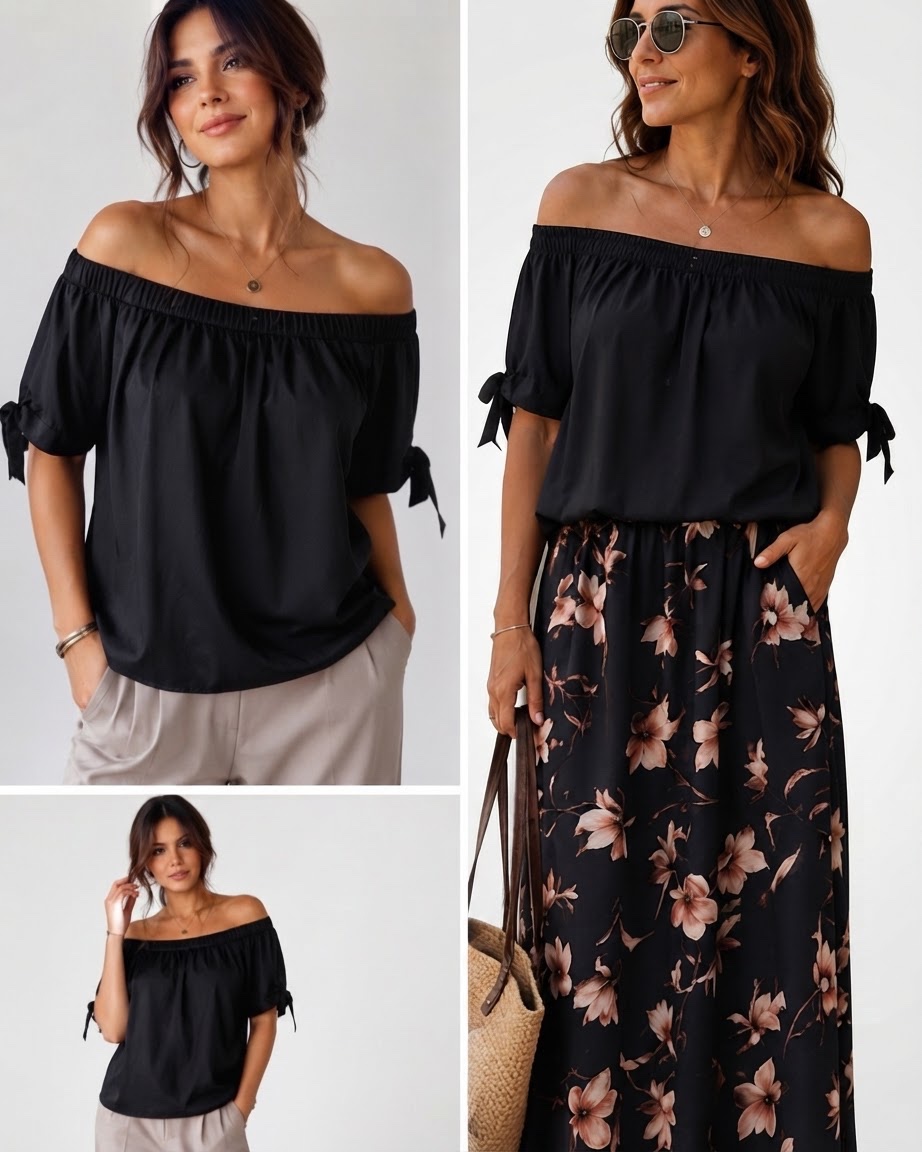 Chemise satinée noire H&M – col bateau – taille 40 