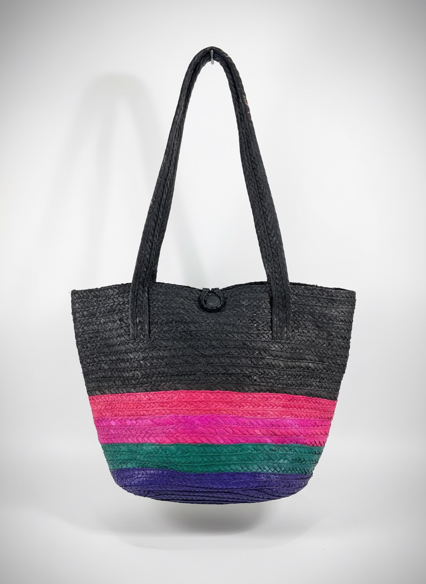 Sac de plage en paille naturelle – Made in Philippines 