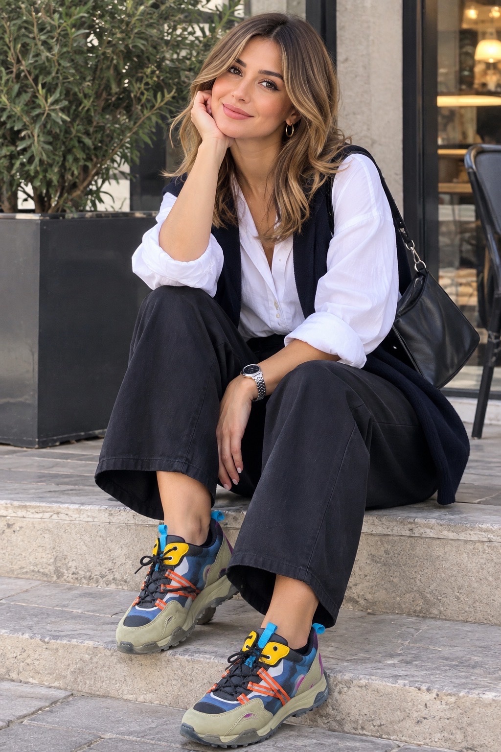 Baskets multicolores de style trekking de la marque Zara.