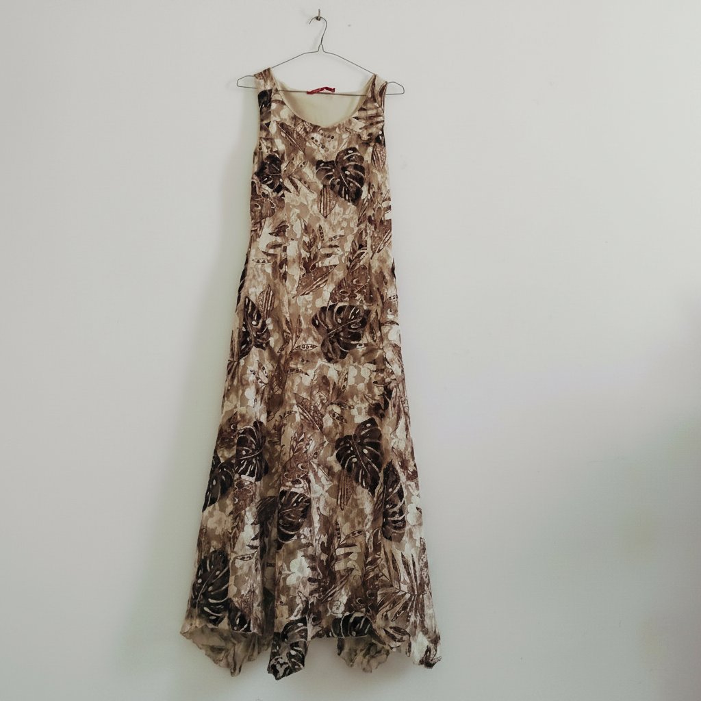 Robe multicolore beige brown et doré 
