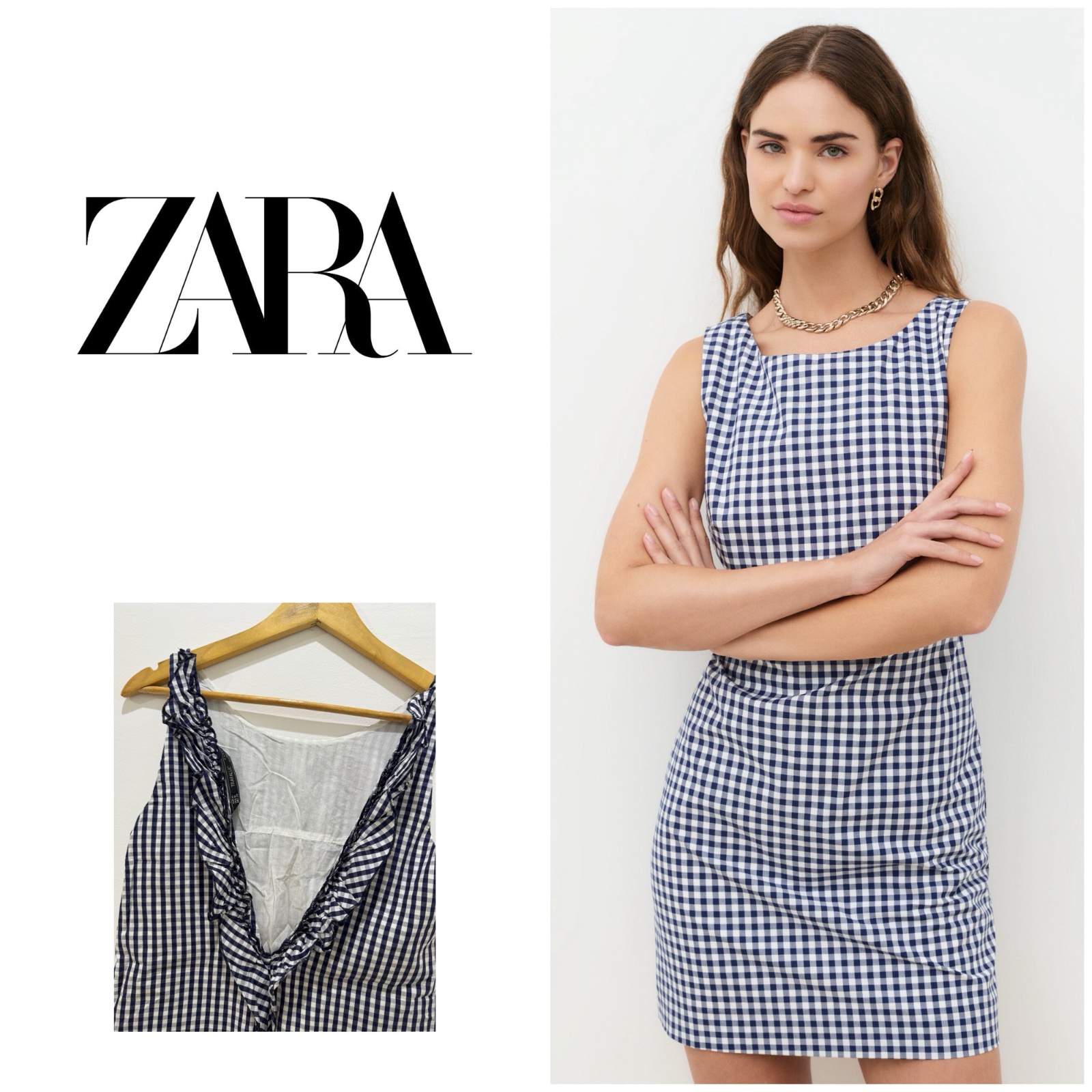 Robe à carreaux vichy Zara 🤍💙