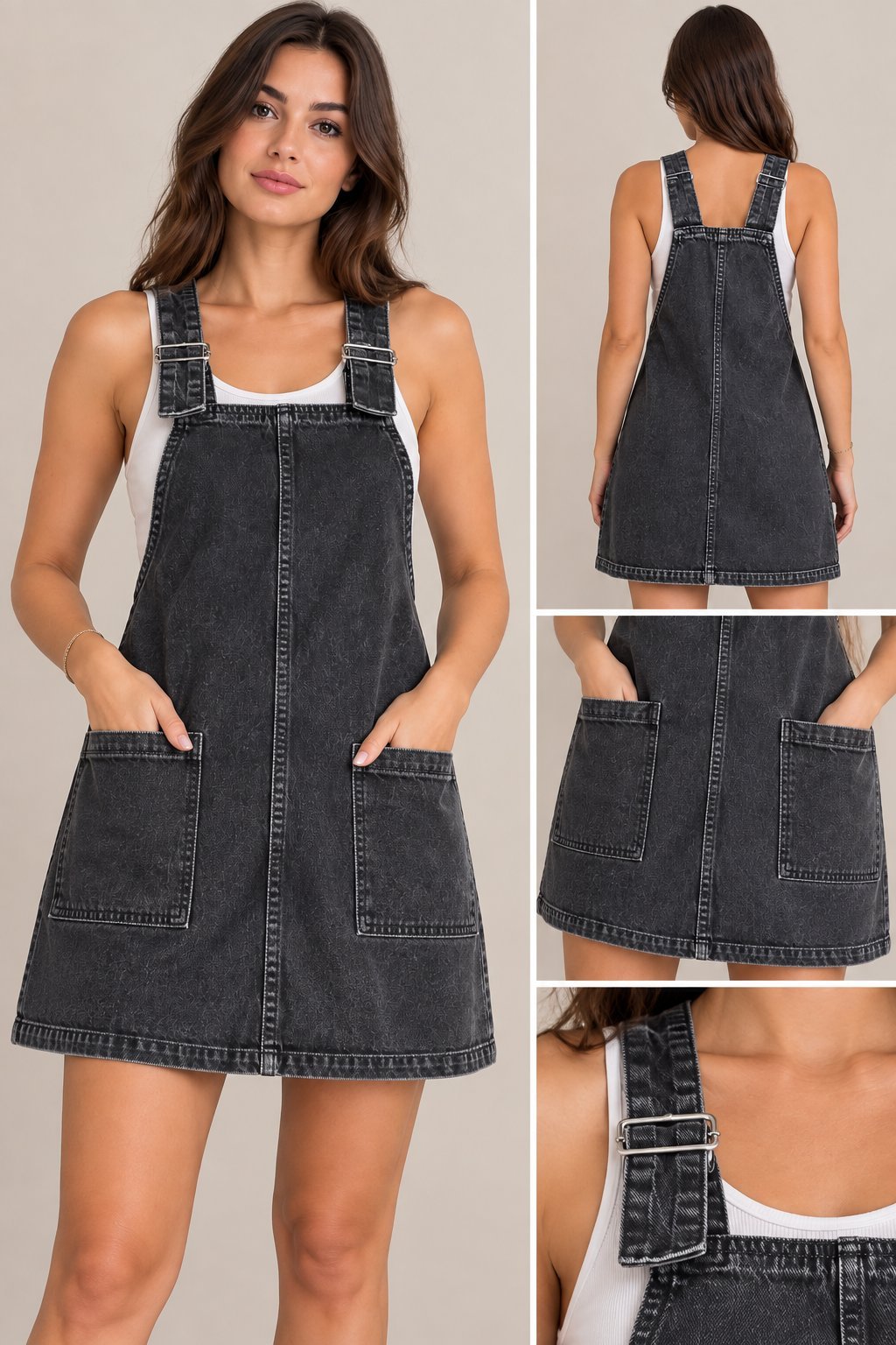 Robe salopette en jean noir délavé Primark – Style casual tendance