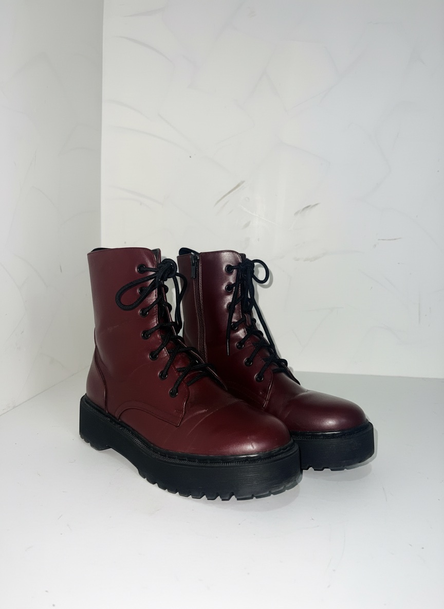 Bottines bordeaux à lacets