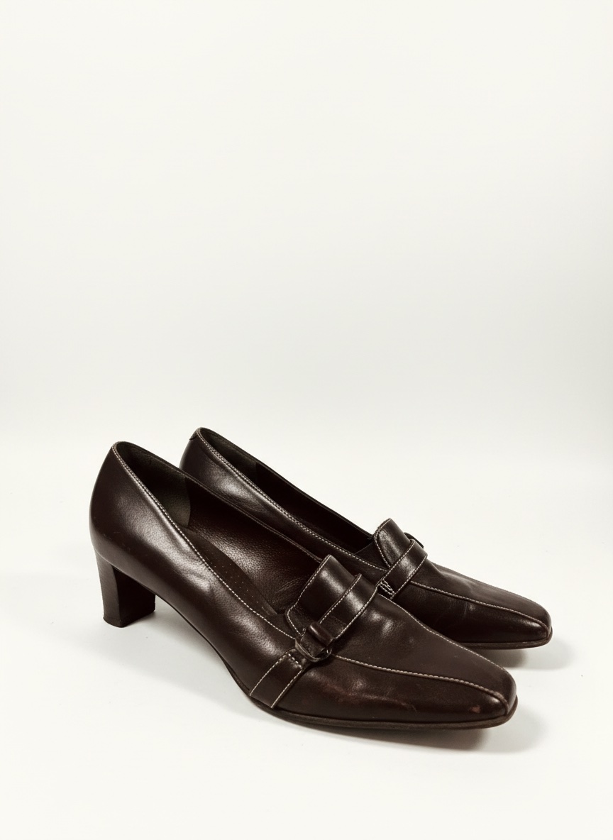 Escarpins style Loafers en cuir marron