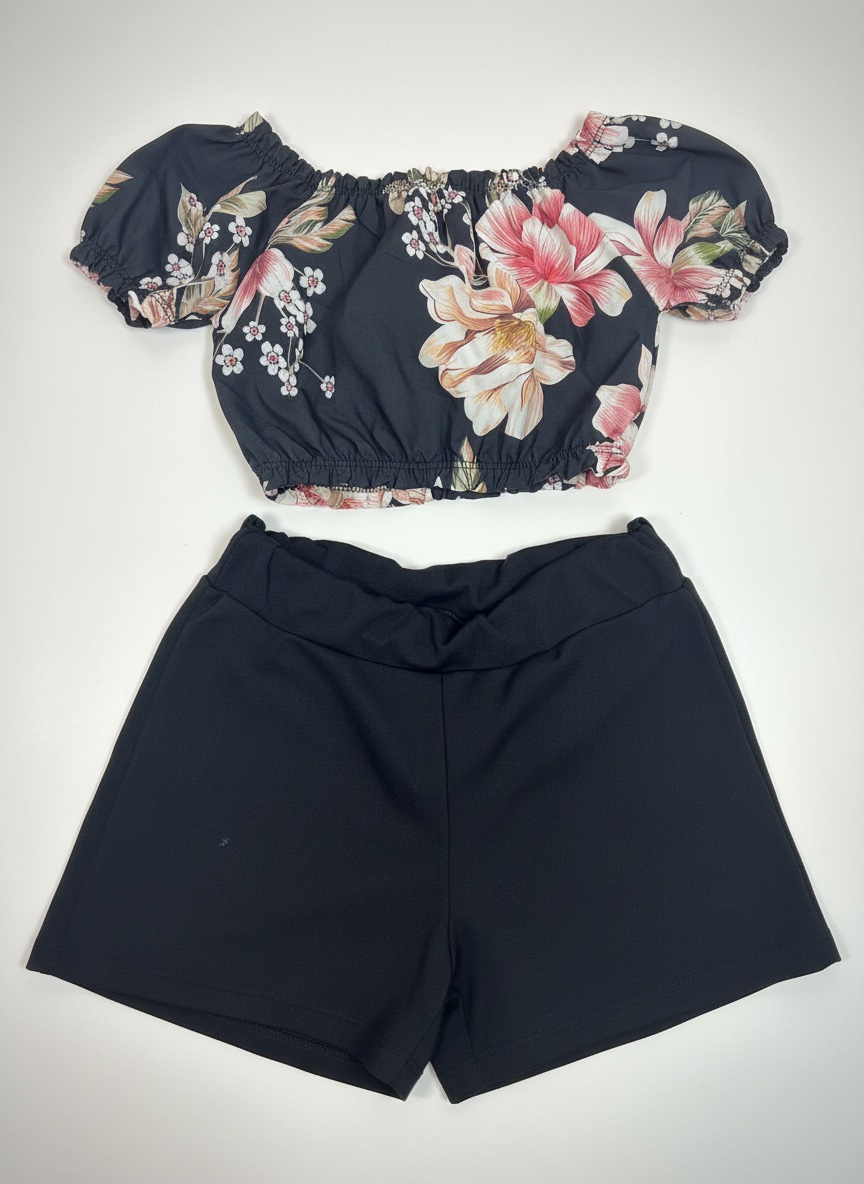 Short avec deux crop top fille