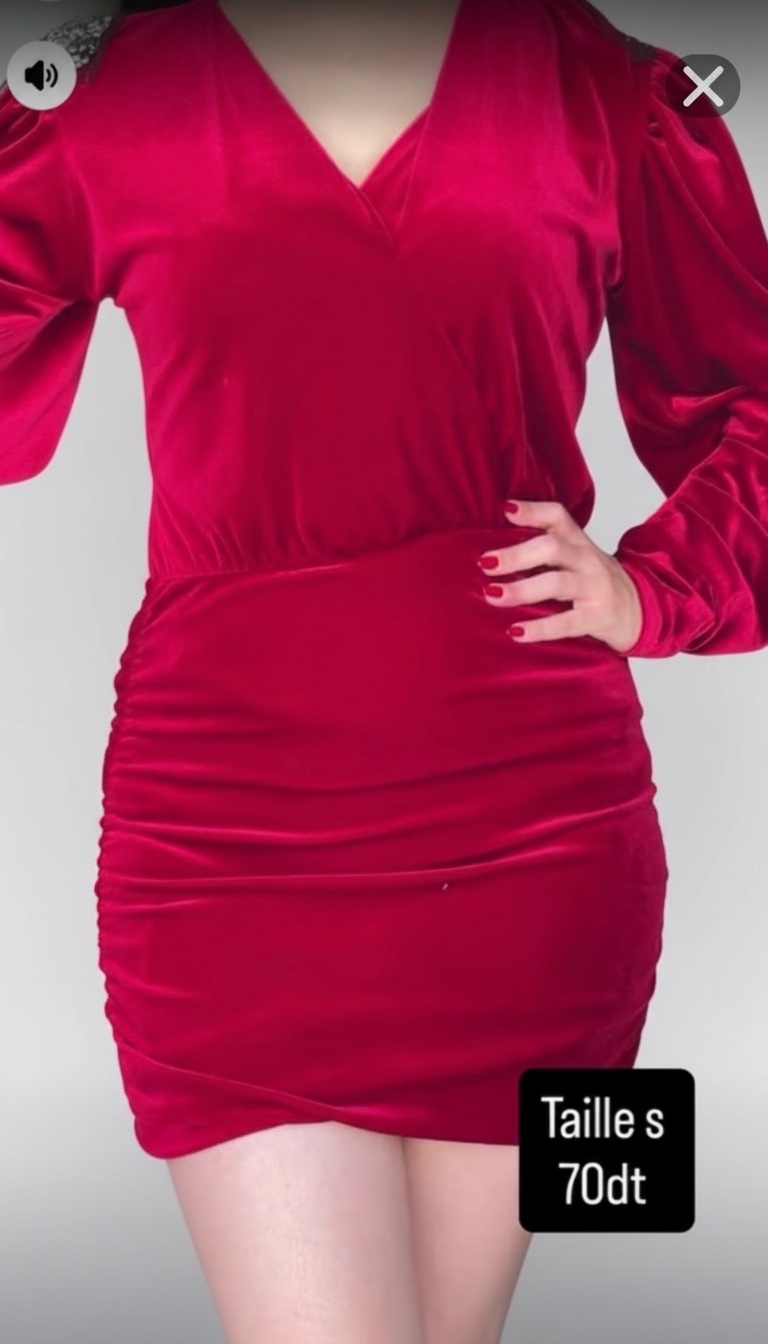 Robe velours rouge