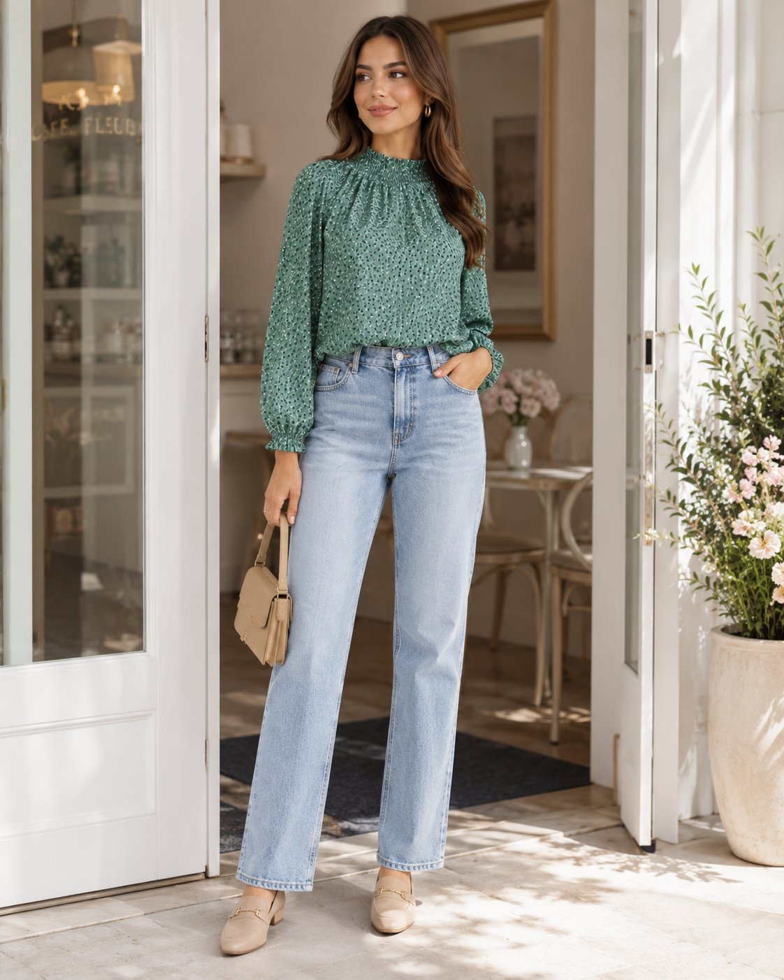 Blouse Pigalle verte imprimée 💚✨