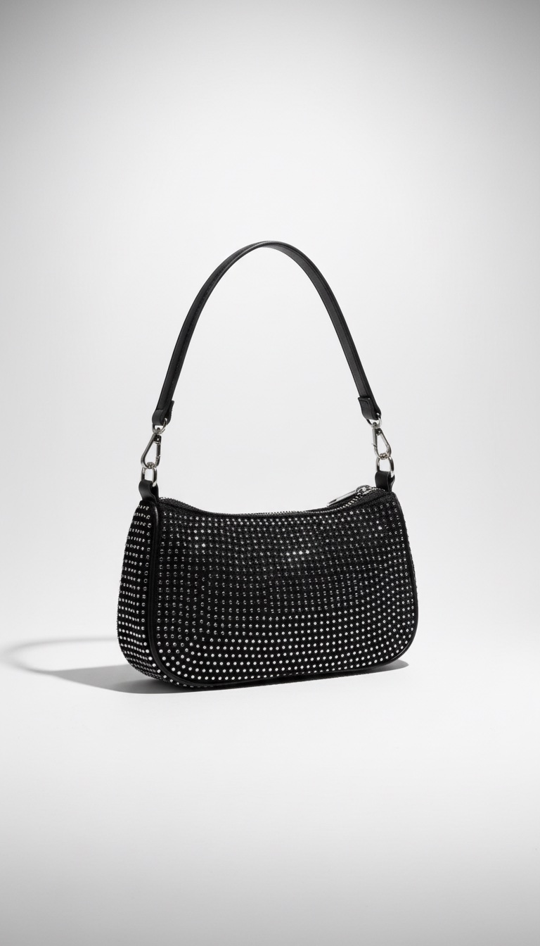 Sac a main neuf noir aves strass