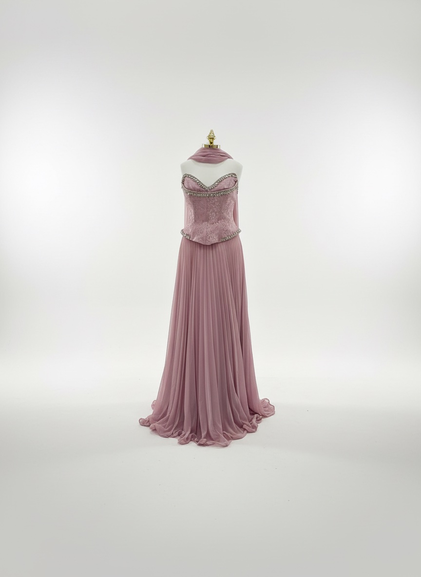 Robe soiree ou invitée rose 