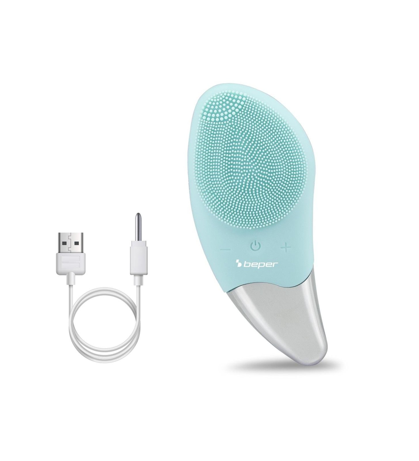 BEPER, P302VIS002 Facial Cleansing Brush and Eye Contour Massager Waterproof Sonic Technology USB Rechargeable 90 Min Battery Life Ideal for All Skin Types Tiffany Blue