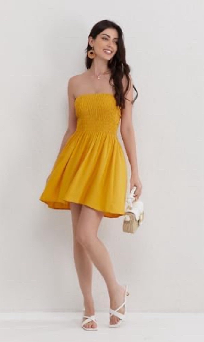 Robe bustier courte jaune Kiabi