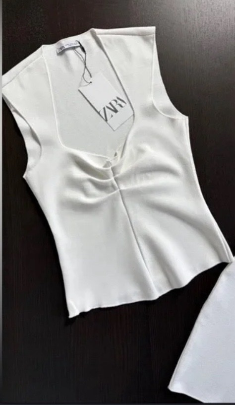 Top Zara en maille stretch blanc taille S