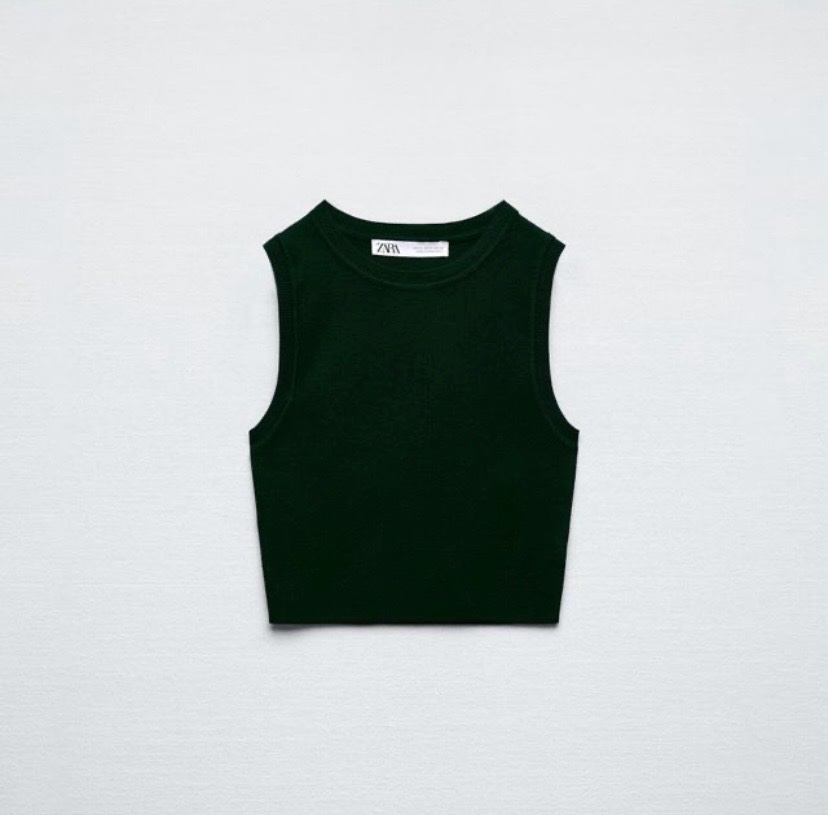 Crop top Zara vert sapin taille S