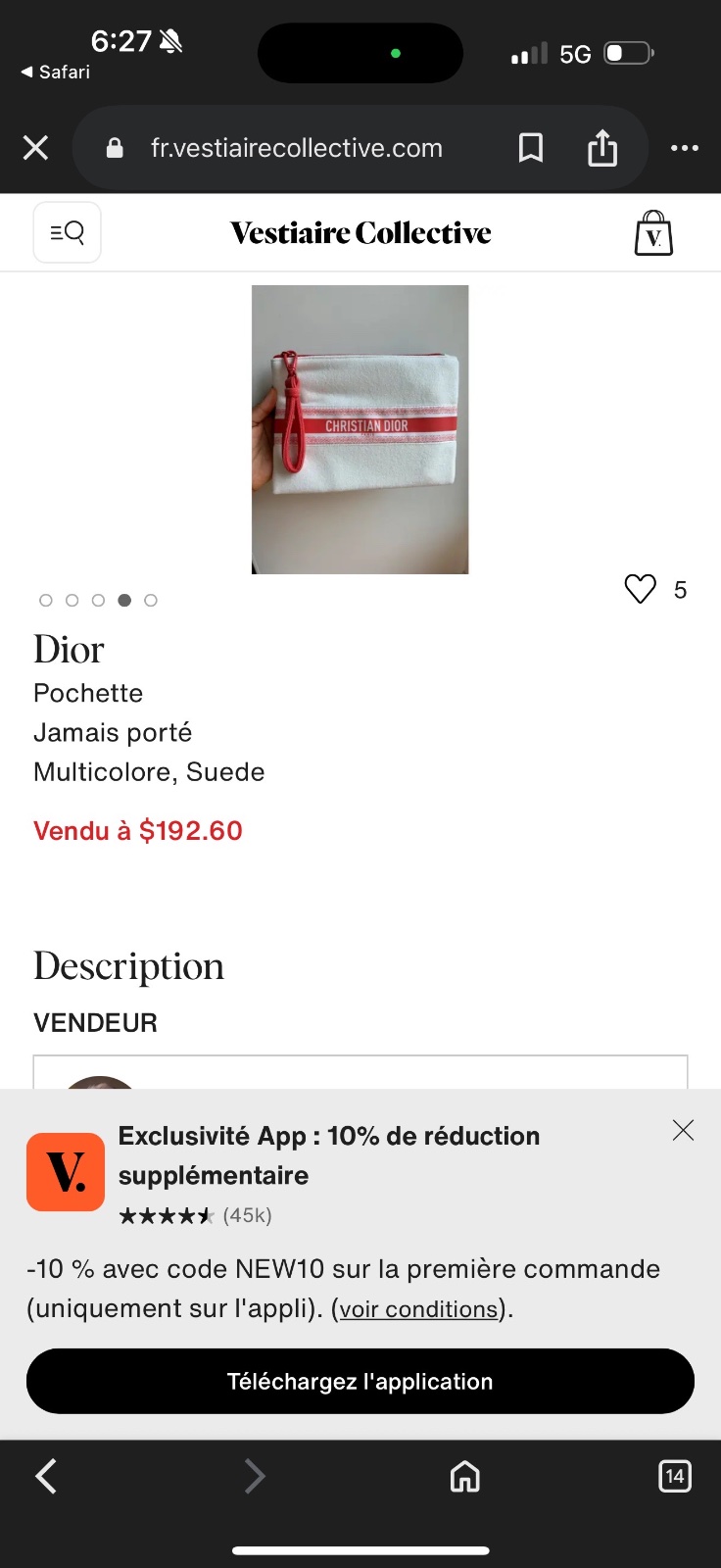 Dior authentique jamais portee 