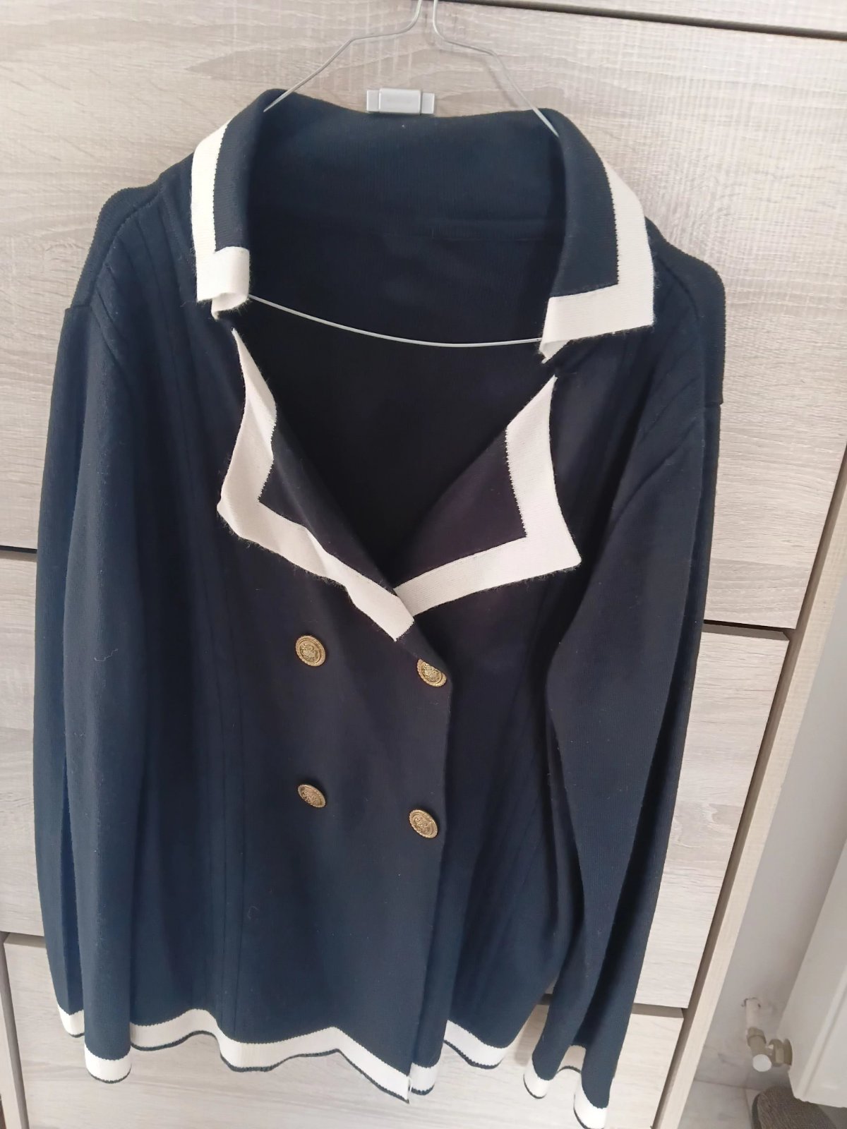 Set en laine gilet et jupe taille standard à taille 44 noir avec blanc