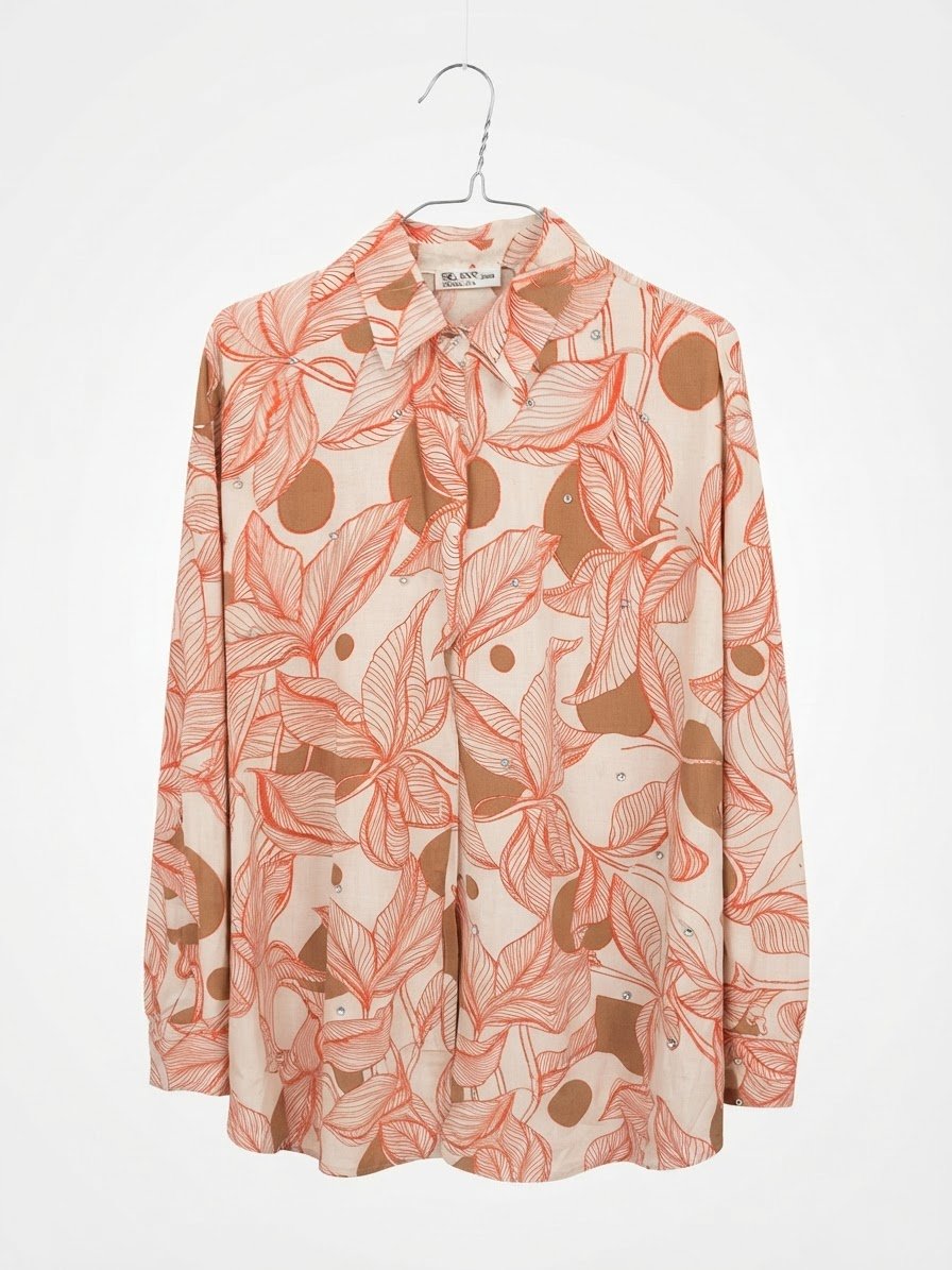 Chemise en lin avec strasses excellent etat camel et corail taille 44 à 46