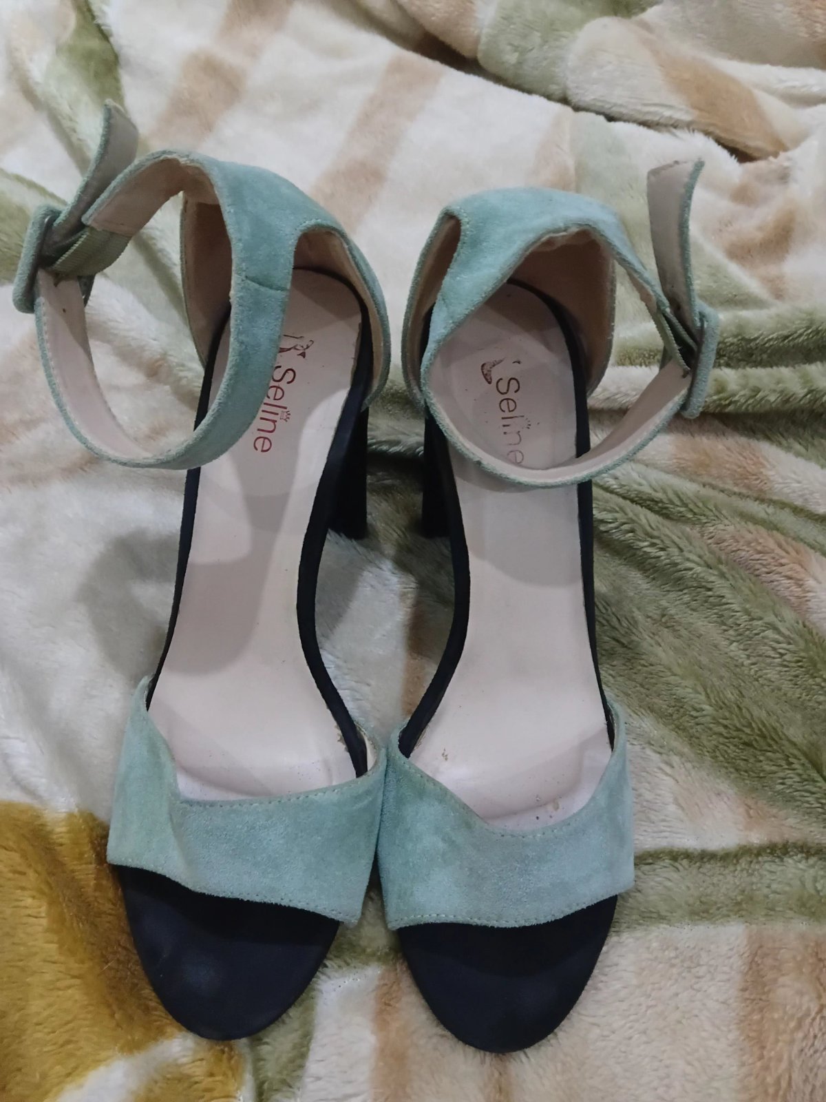Sandales femme vert d eau et noir poîture 40