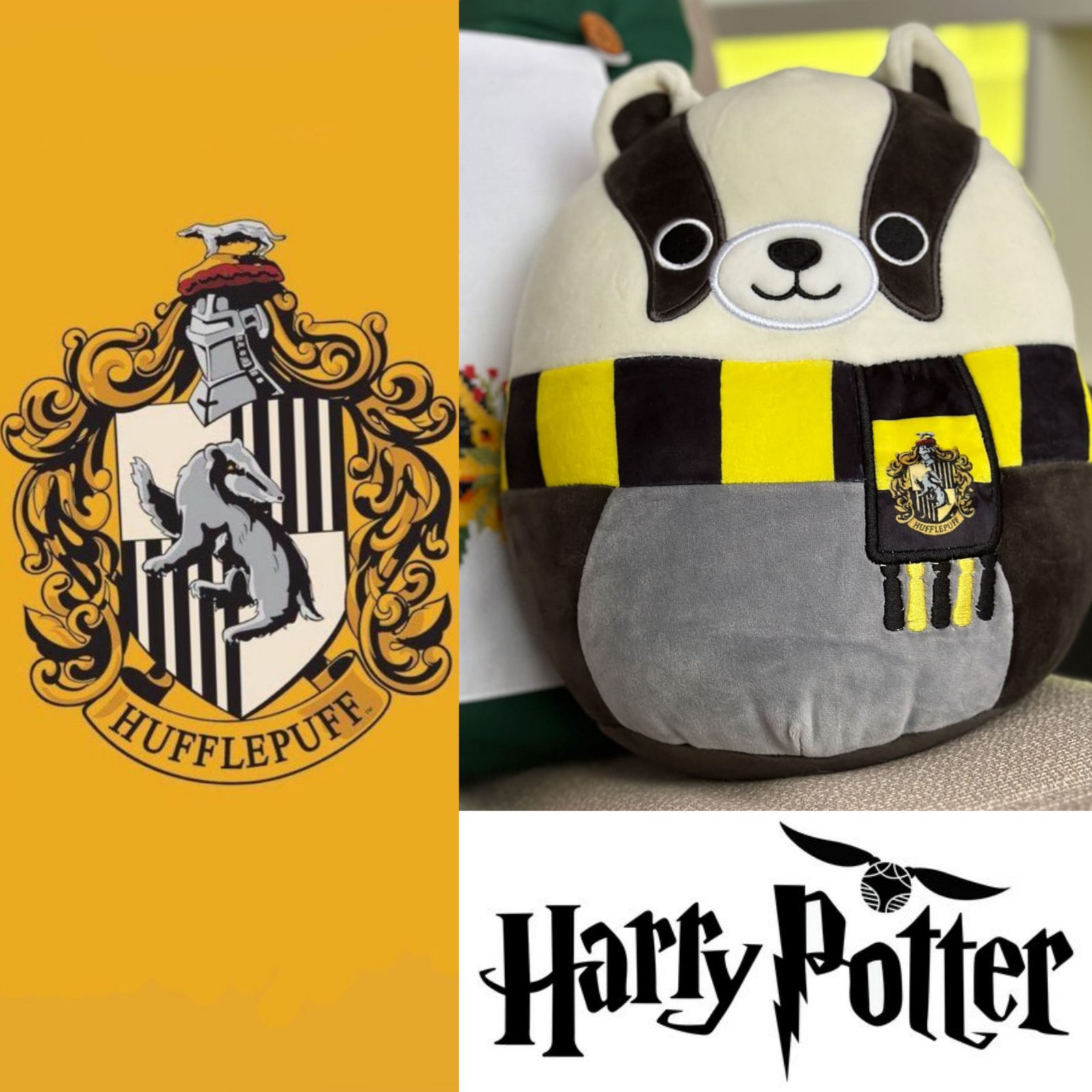 Squishmallows Blaireau Poufsouffle Harry Potter