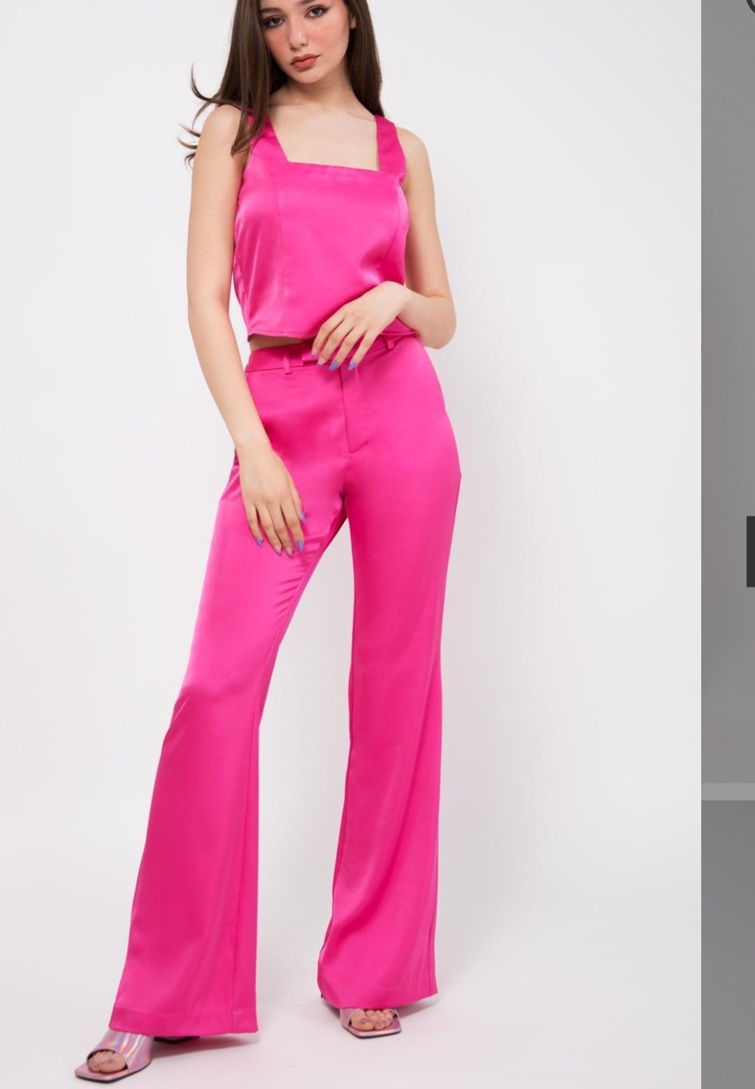 Pantalon satiné rose 