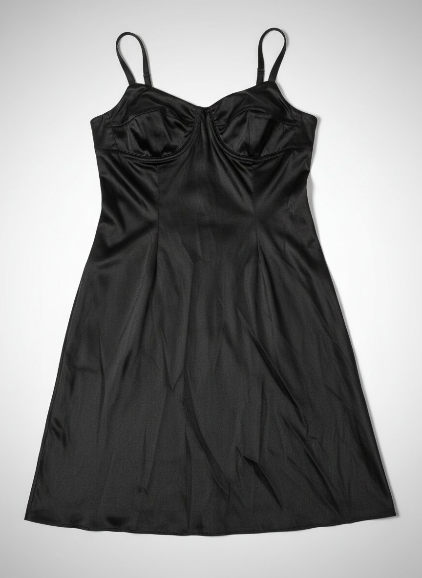 Robe satinée noire simple 
