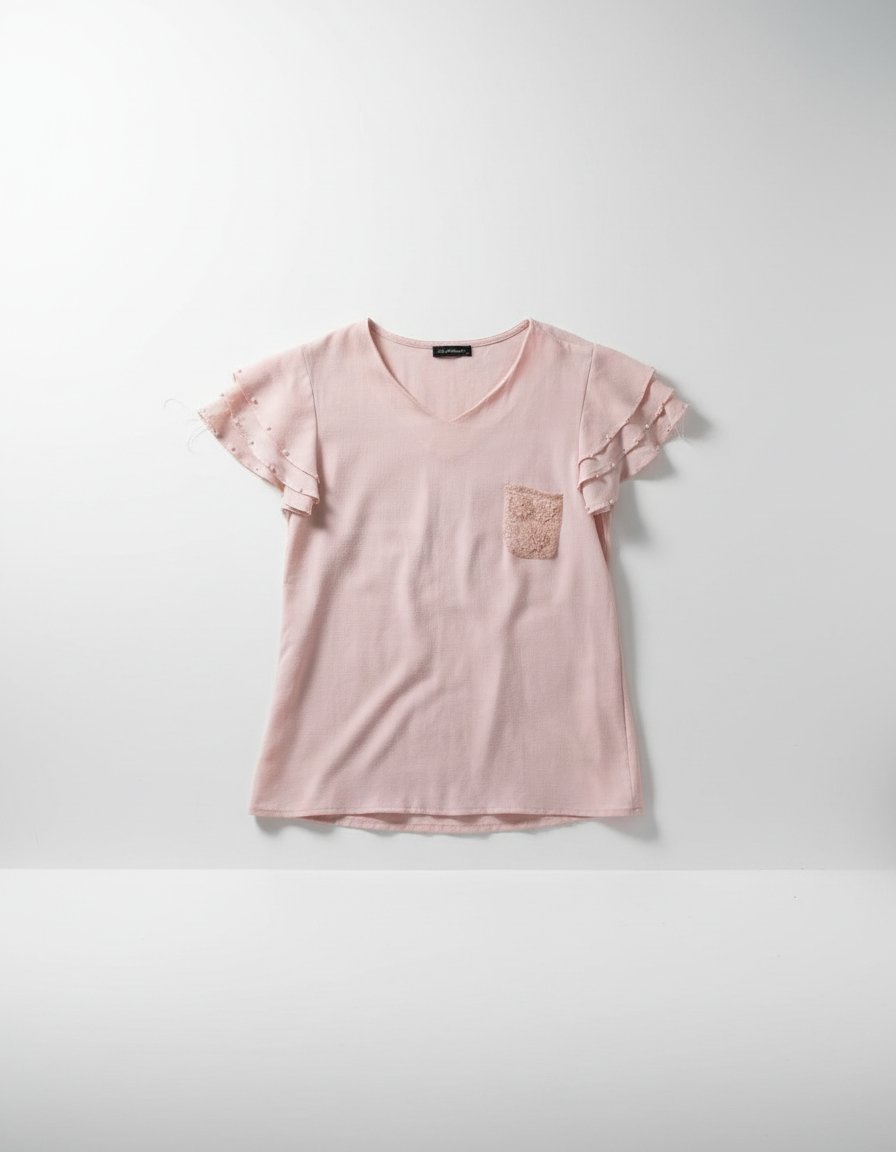 Chemise rose poudrée