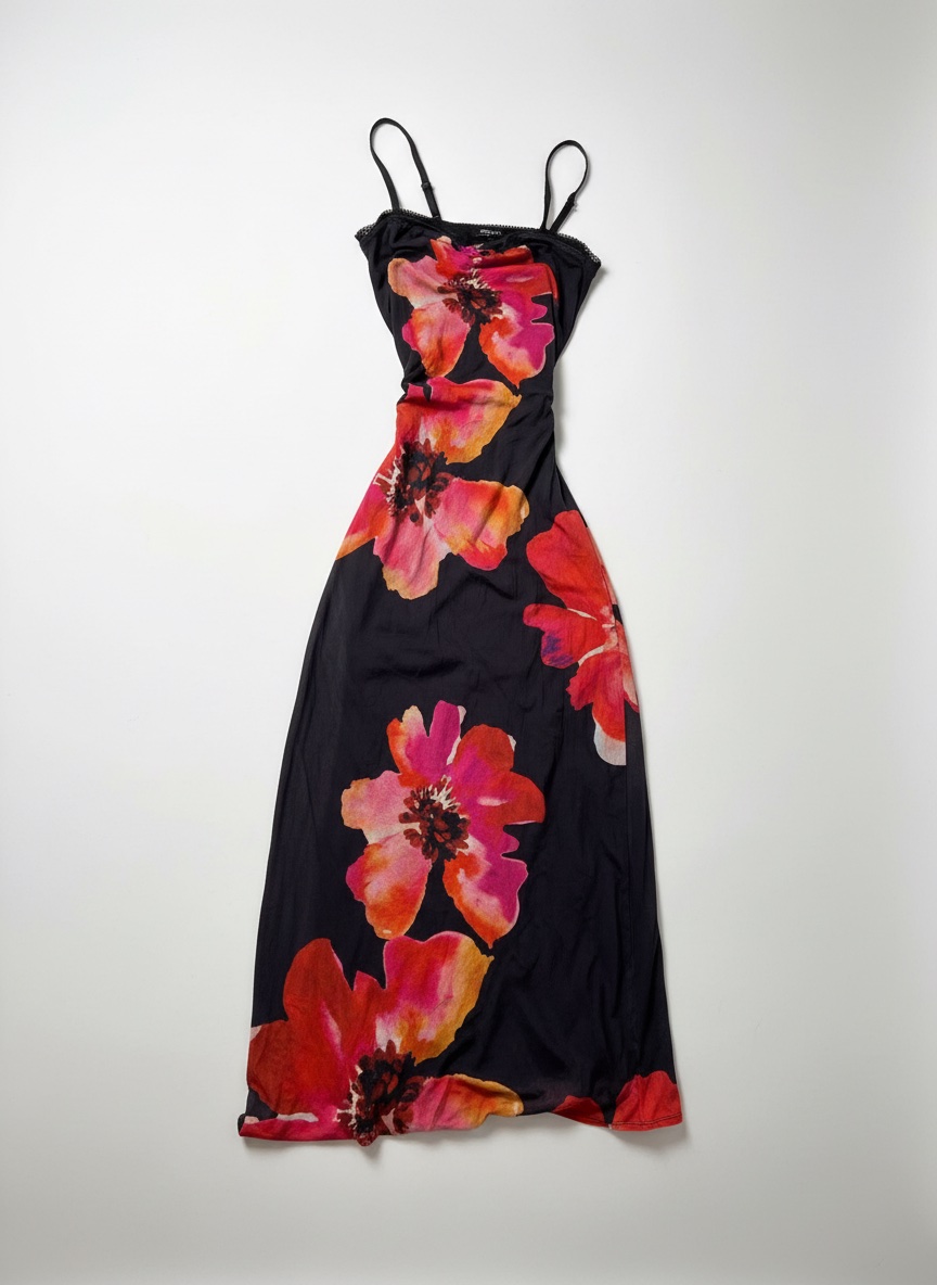 Robe noir fleuri