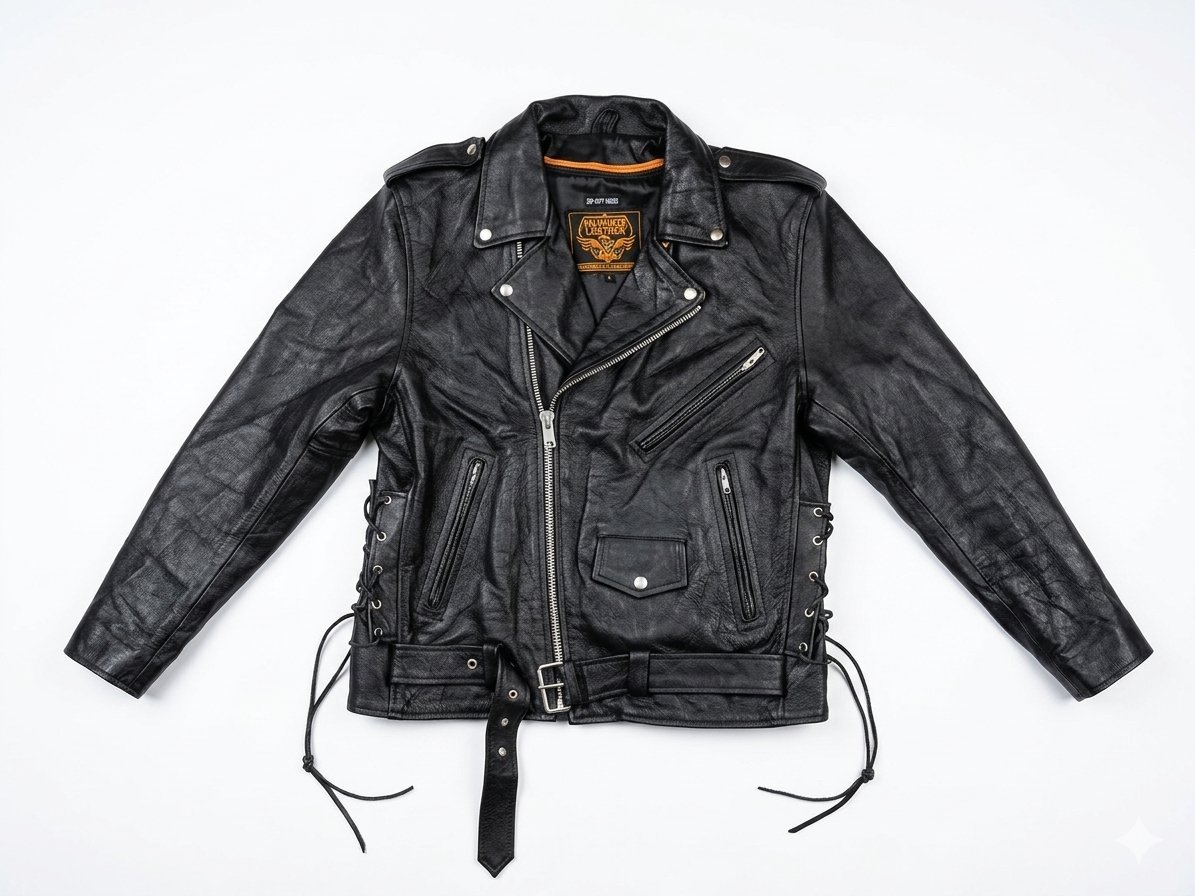 Veste vrai cuir motard 