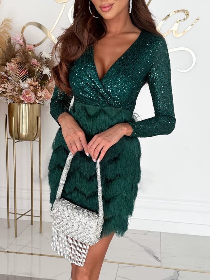 Robe Verte à Franges (Style Gatsby/Fête)