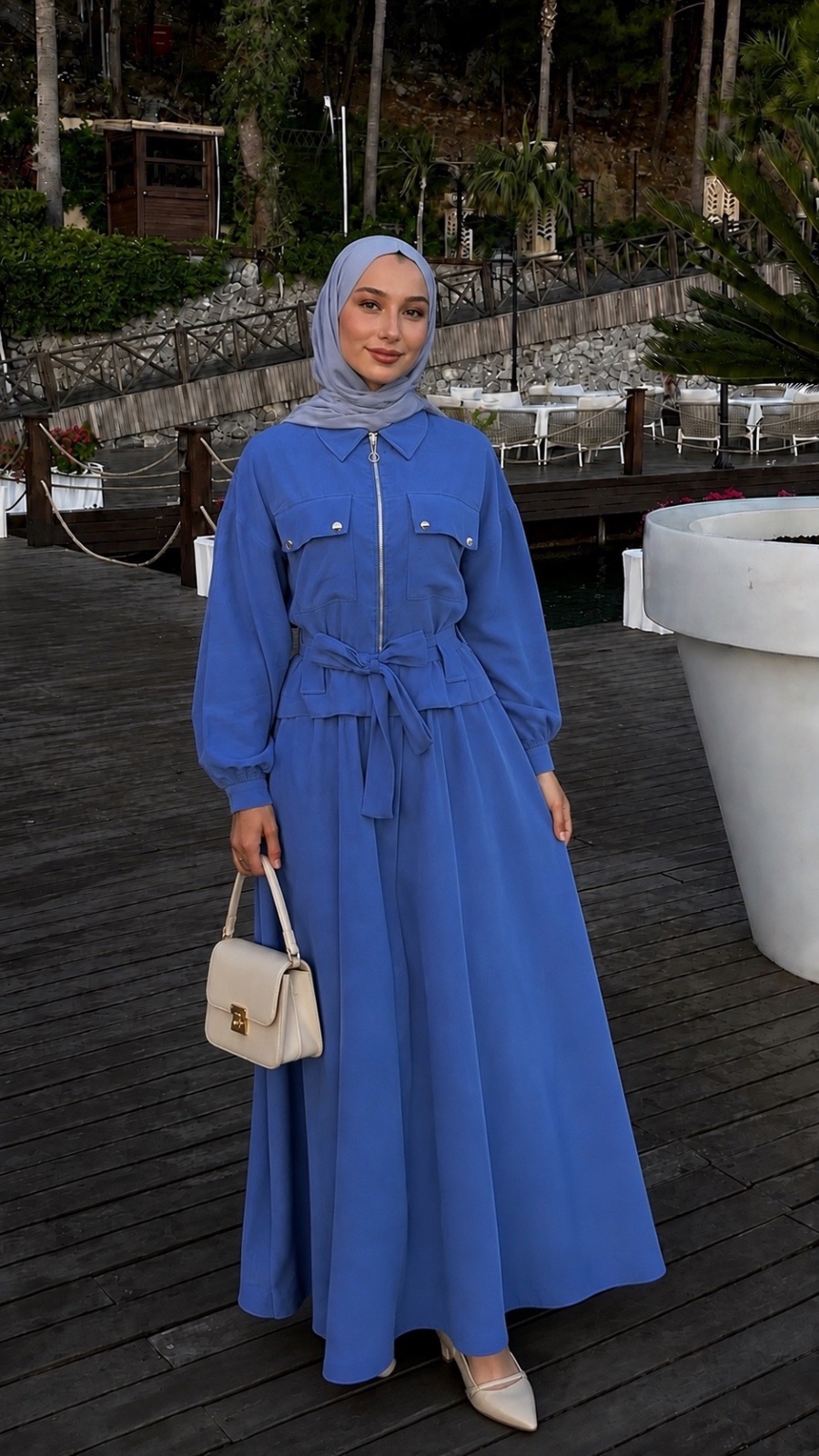 Ensemble Maxi Fluide à Fermeture Éclair – Style Modest Casual