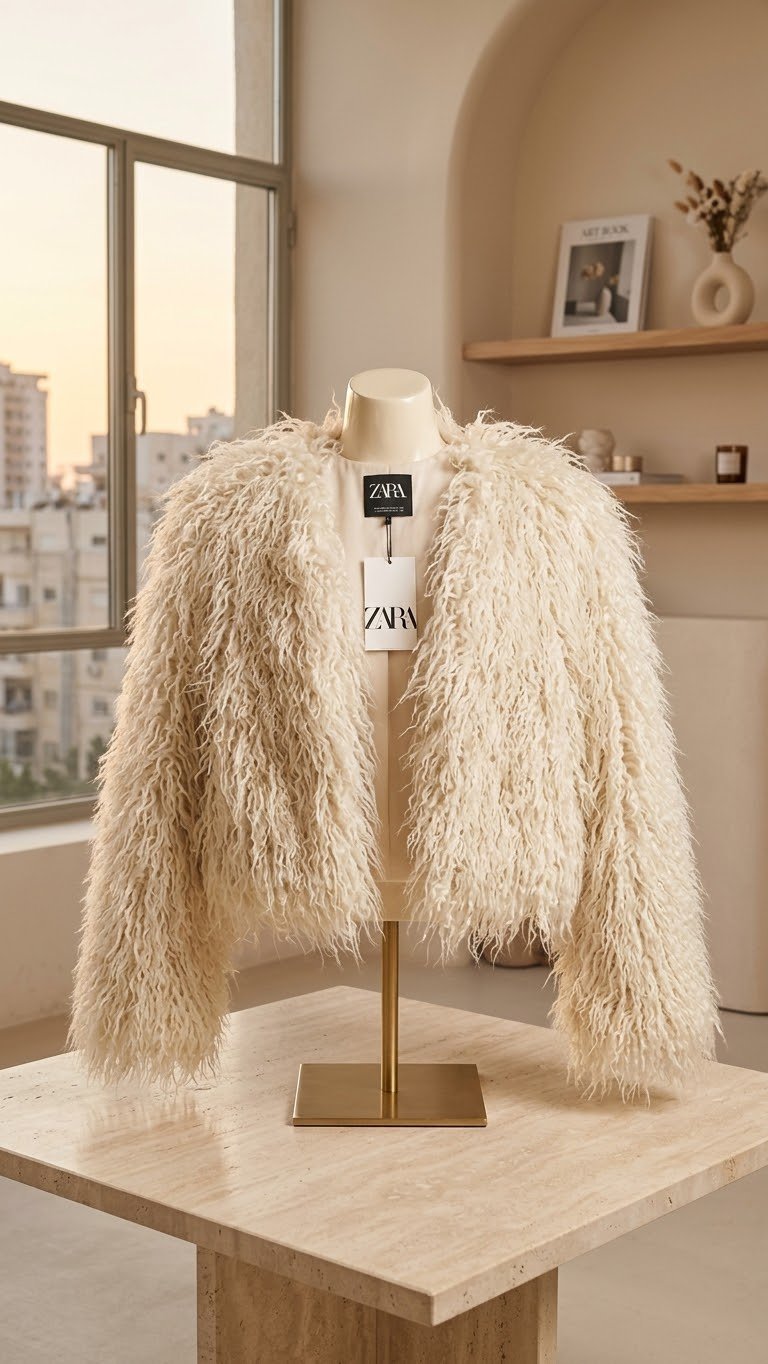 Veste  courte en fausse fourrure 