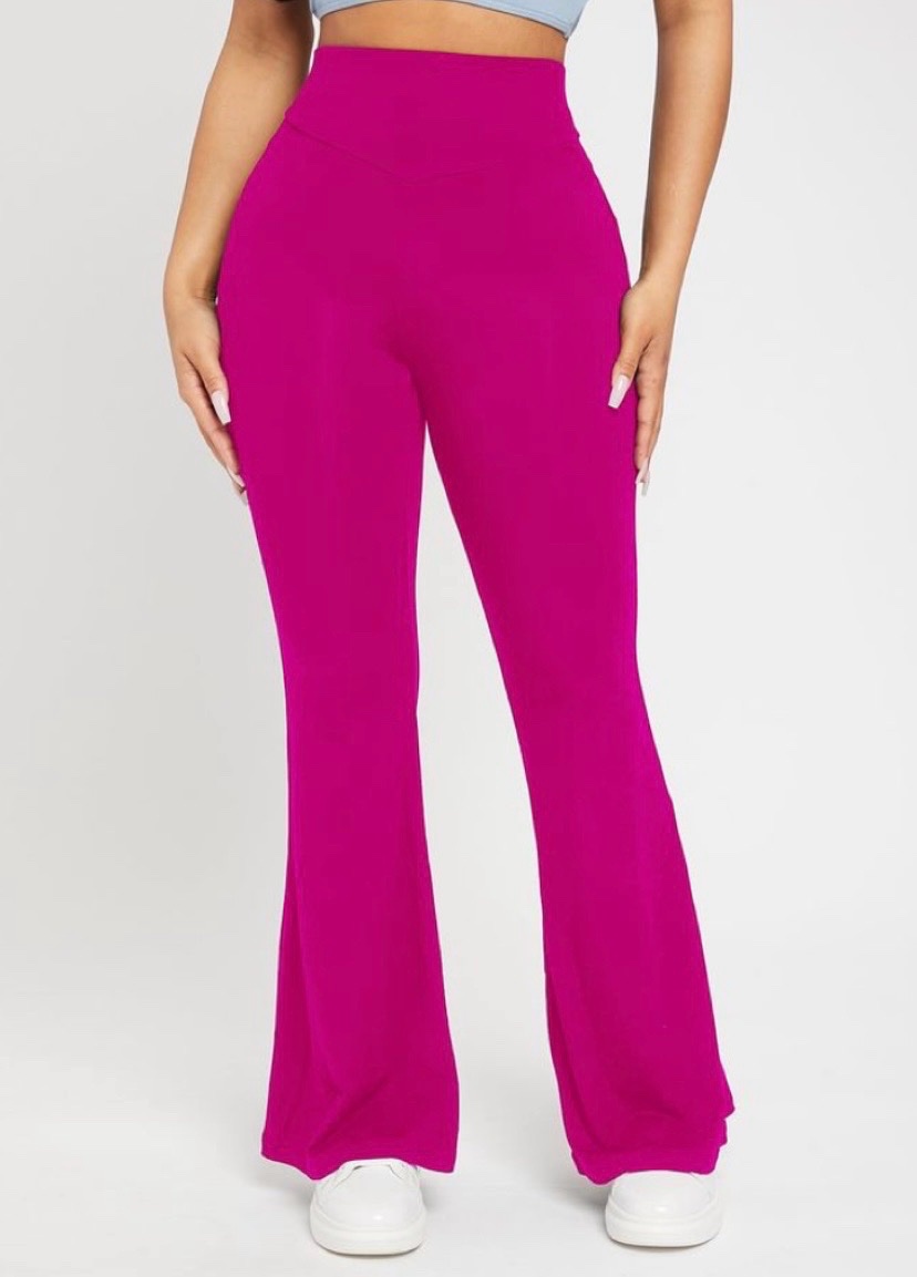 Pantalon patte elephant rose fochia