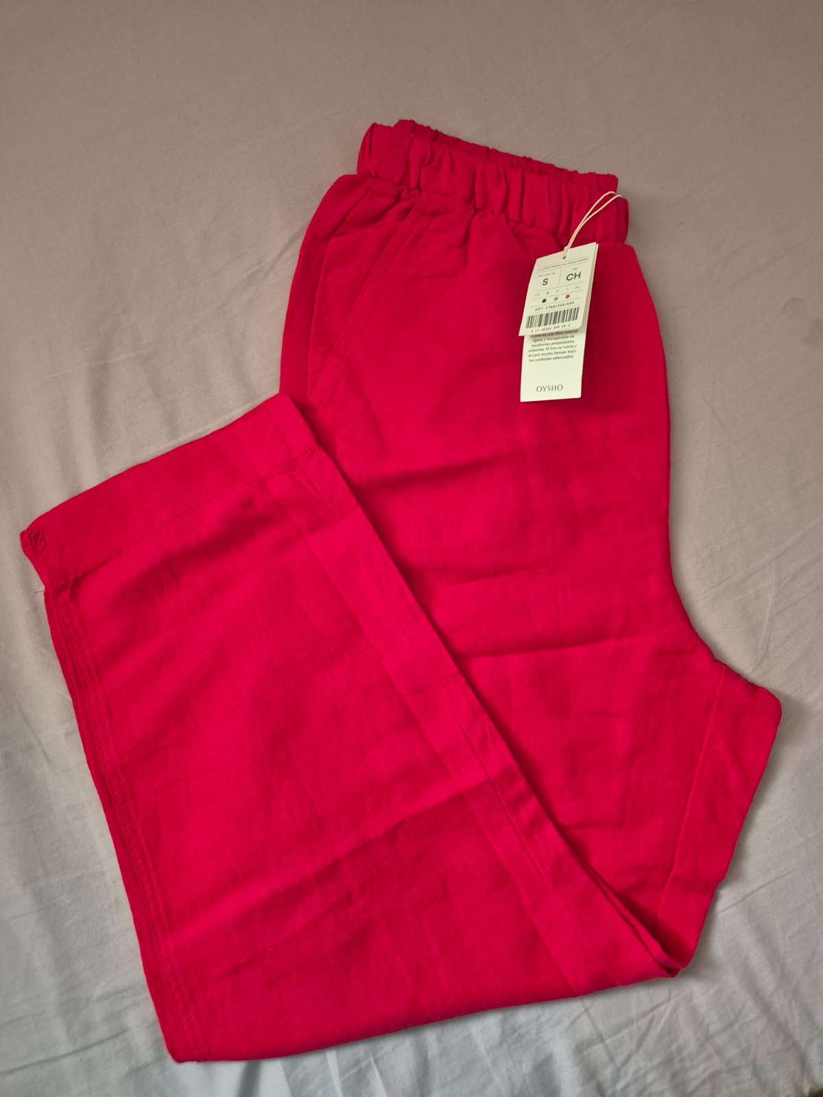 Pantalon oysho rouge en lin