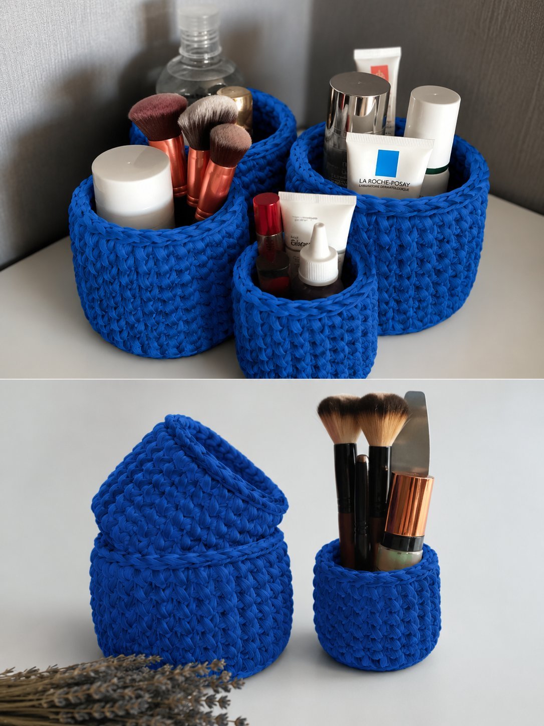 Paniers de rangement en crochet