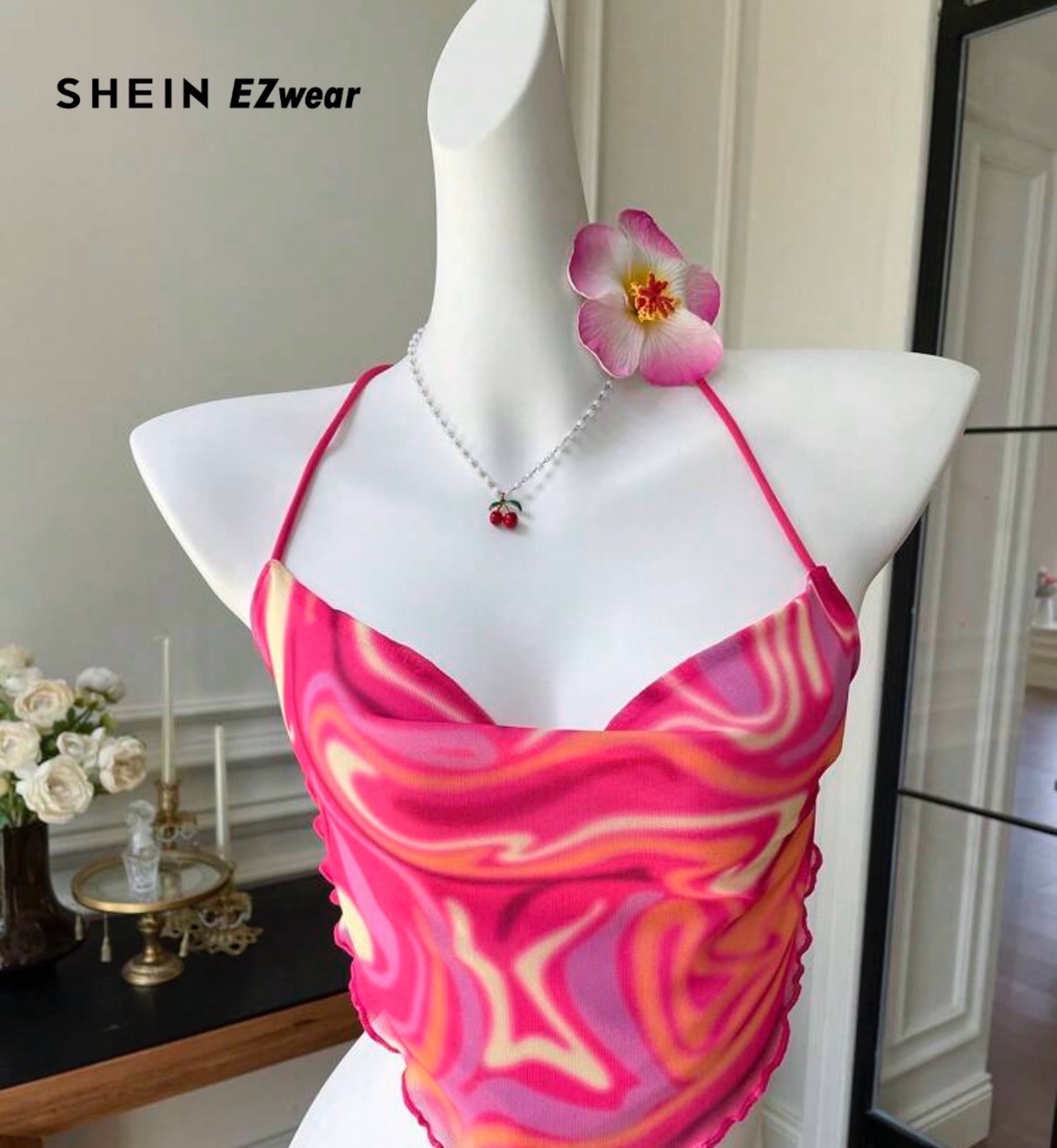 Top soiree rose taille M