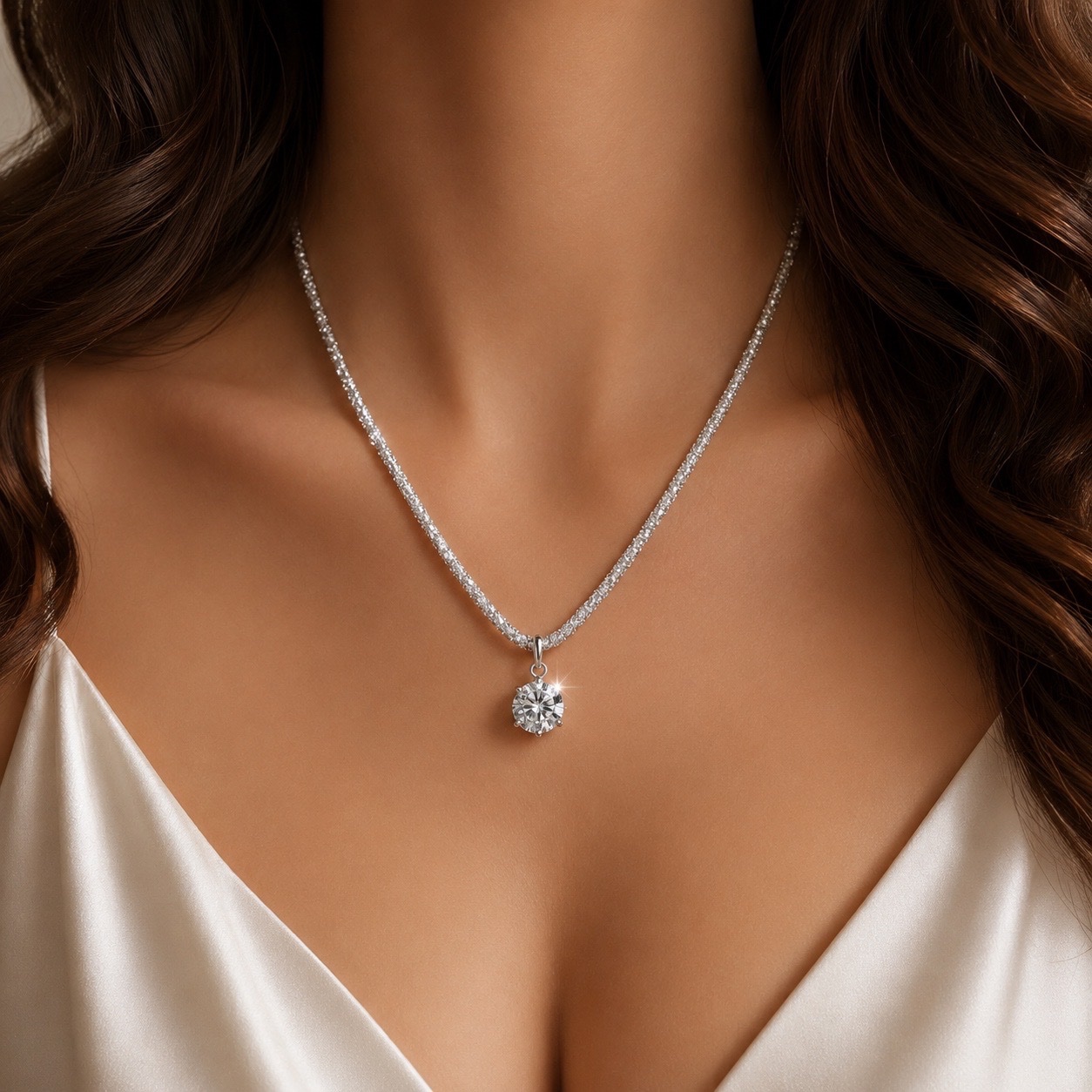 Collier solitaire acier inoxydable