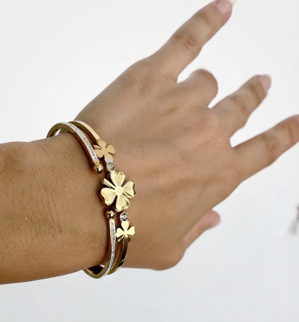 Bracelet trèfle doré
