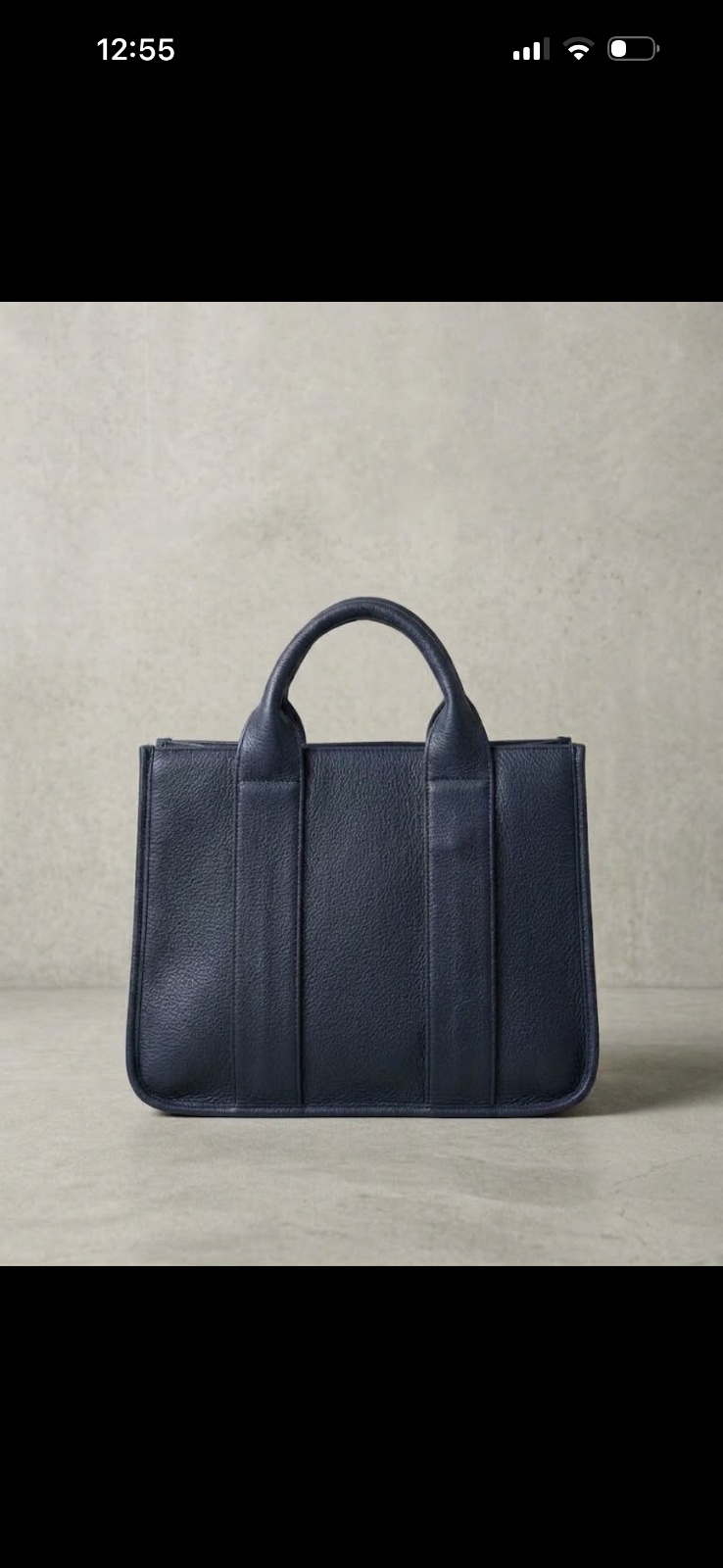 Sac à main cabas Bleu Marine en cuir texturé