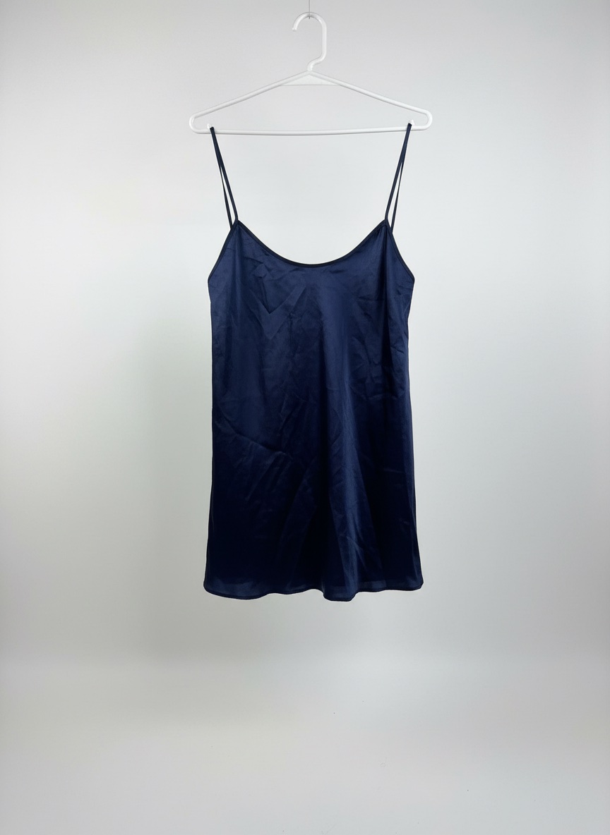 Nuisette Classique en Satin Bleu Marine