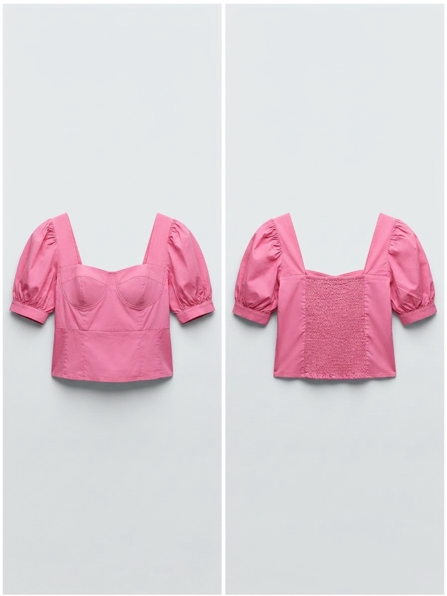 Top rose à manches bouffantes HA Women - Taille S