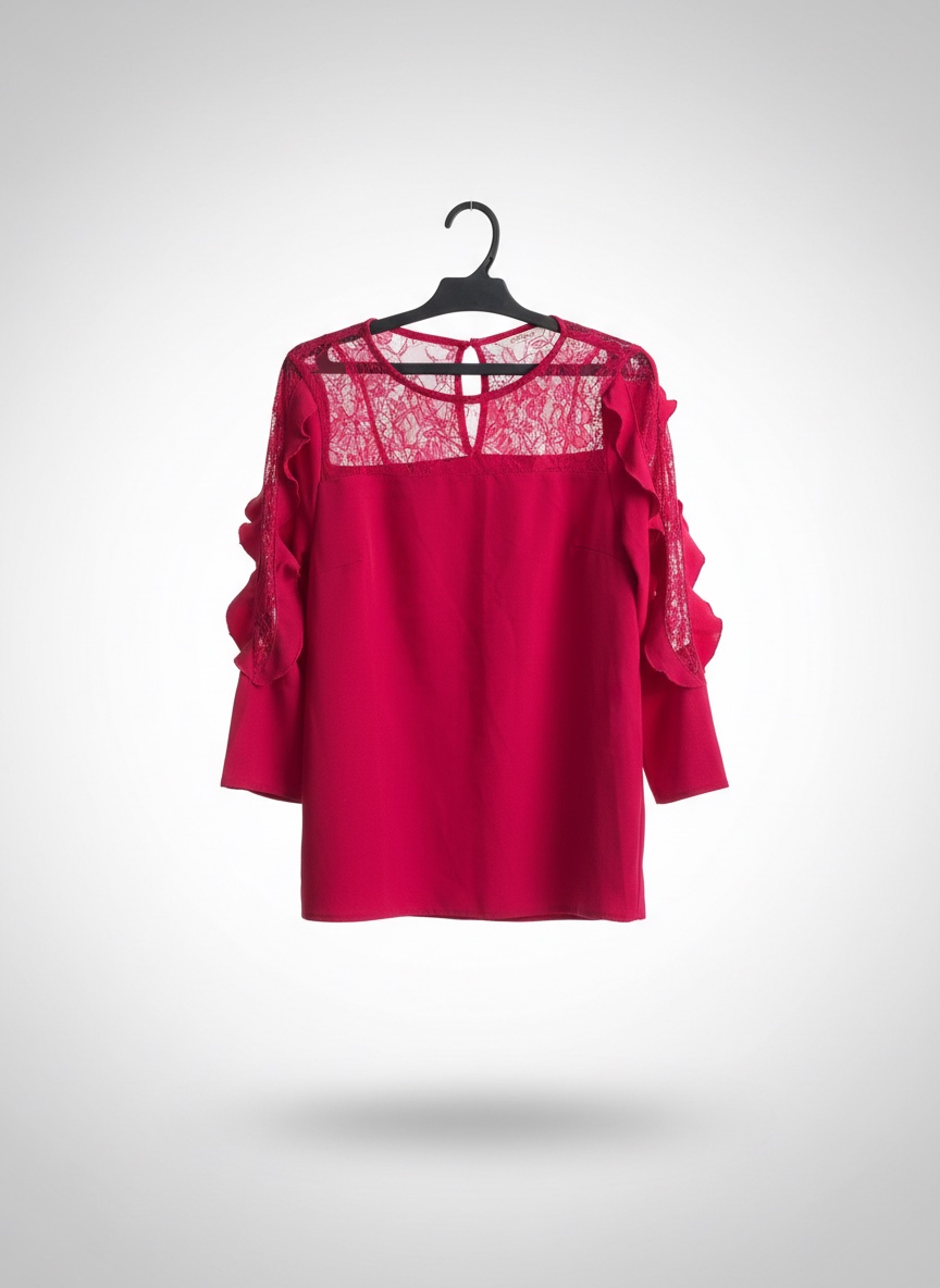 ✨ Haut / Blouse en dentelle CAMAÏEU (Couleur Fuchsia / Framboise)