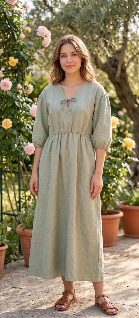 Robe longue kaki 