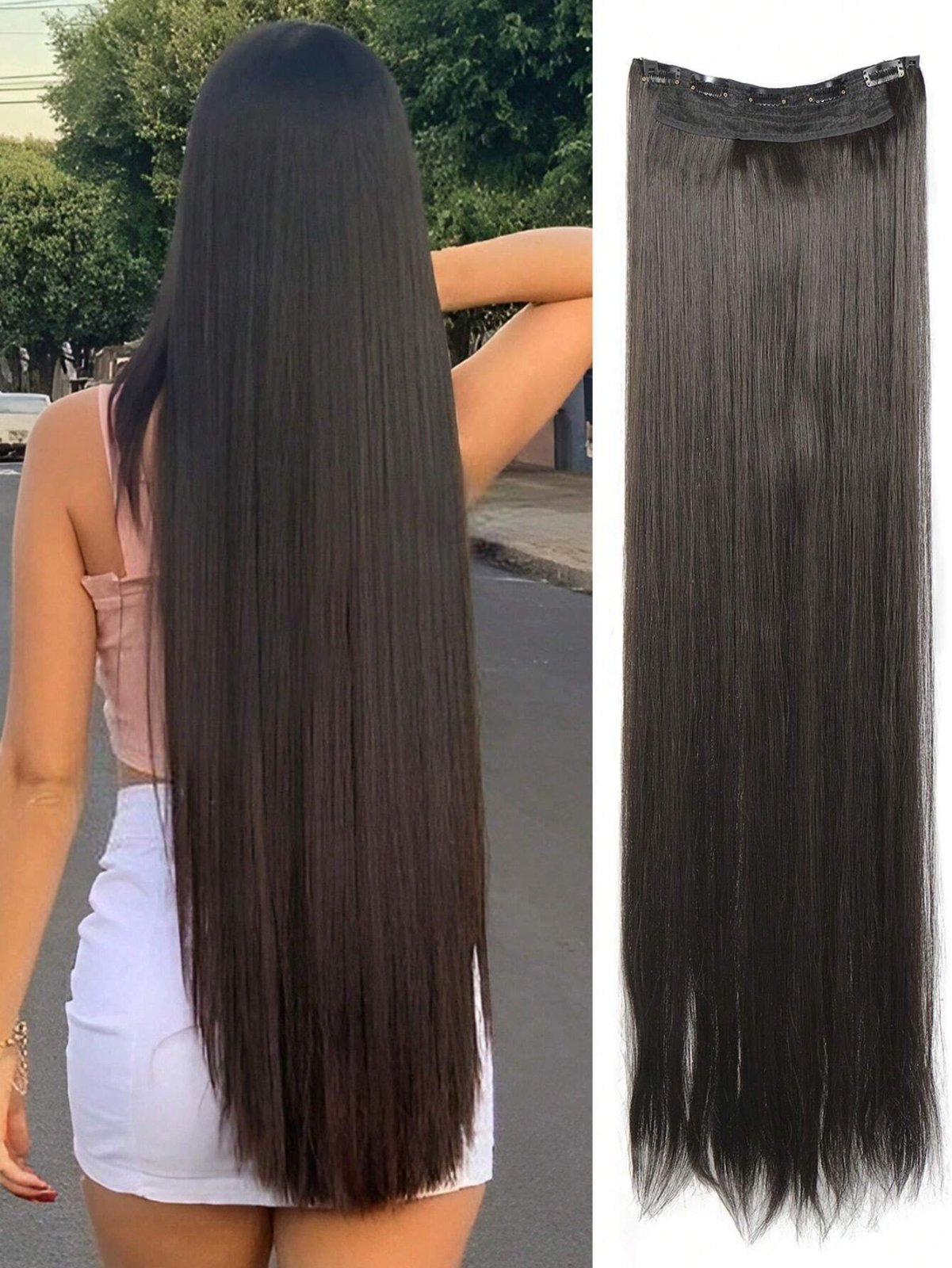 Extension cheveux marron noir 