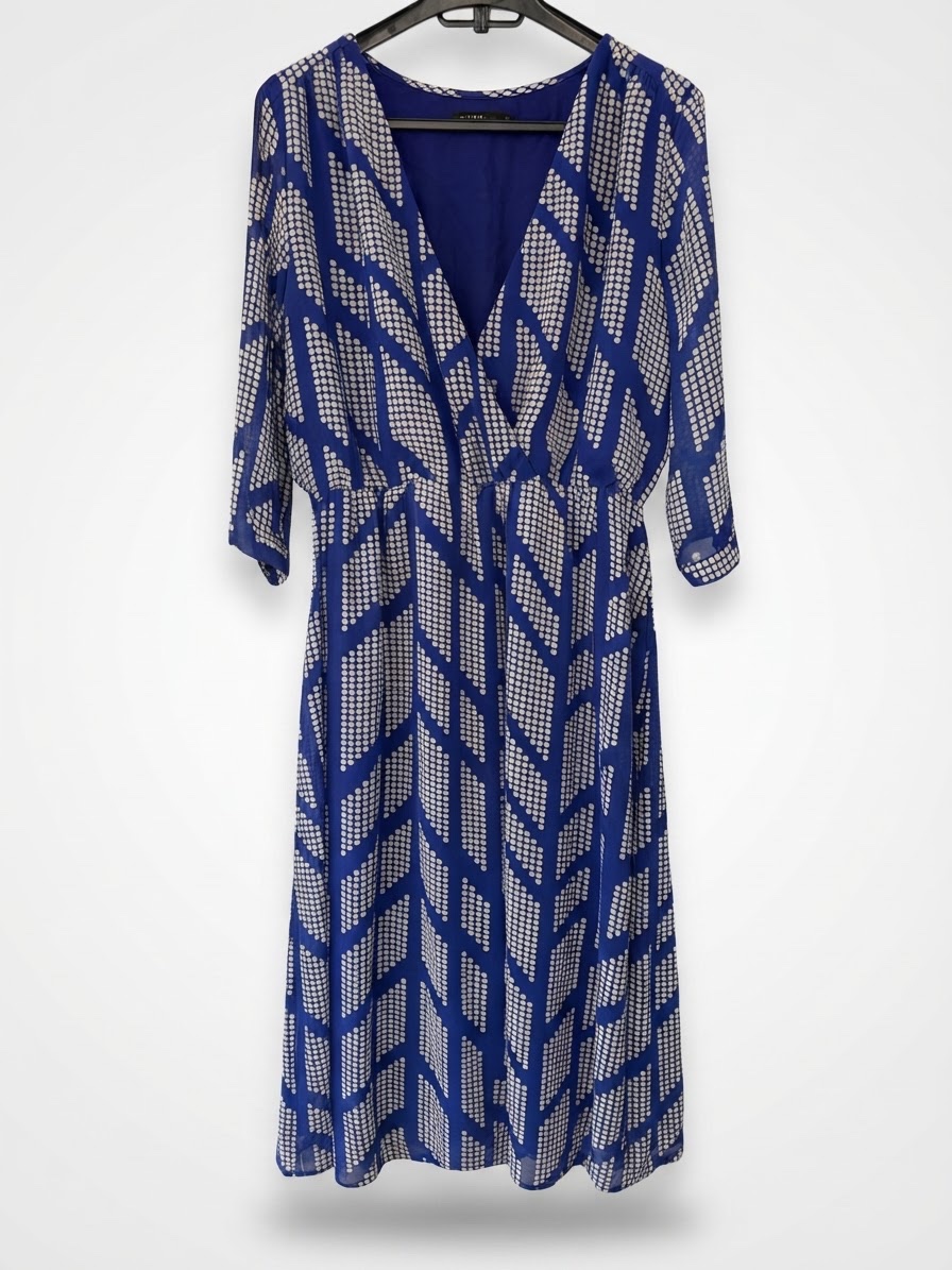 Robe longue fluide bleue et blanche Akoze
