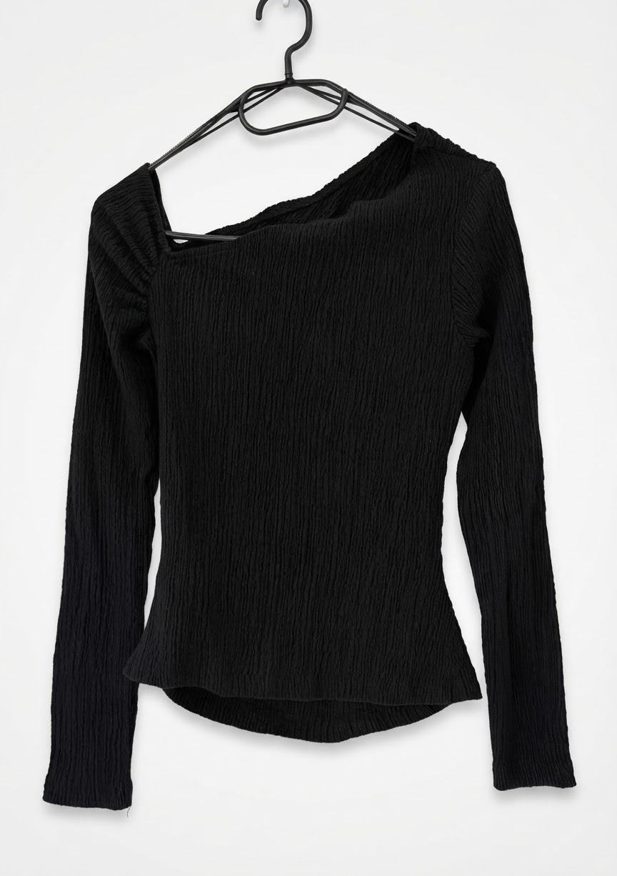 Top noir asymétrique texturé Zara (Taille S)